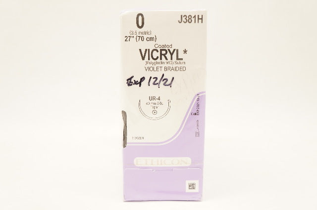 Ethicon J381H 0 VICRYL Violet Braided Taper UR-4 27inch (x) - Box of 36