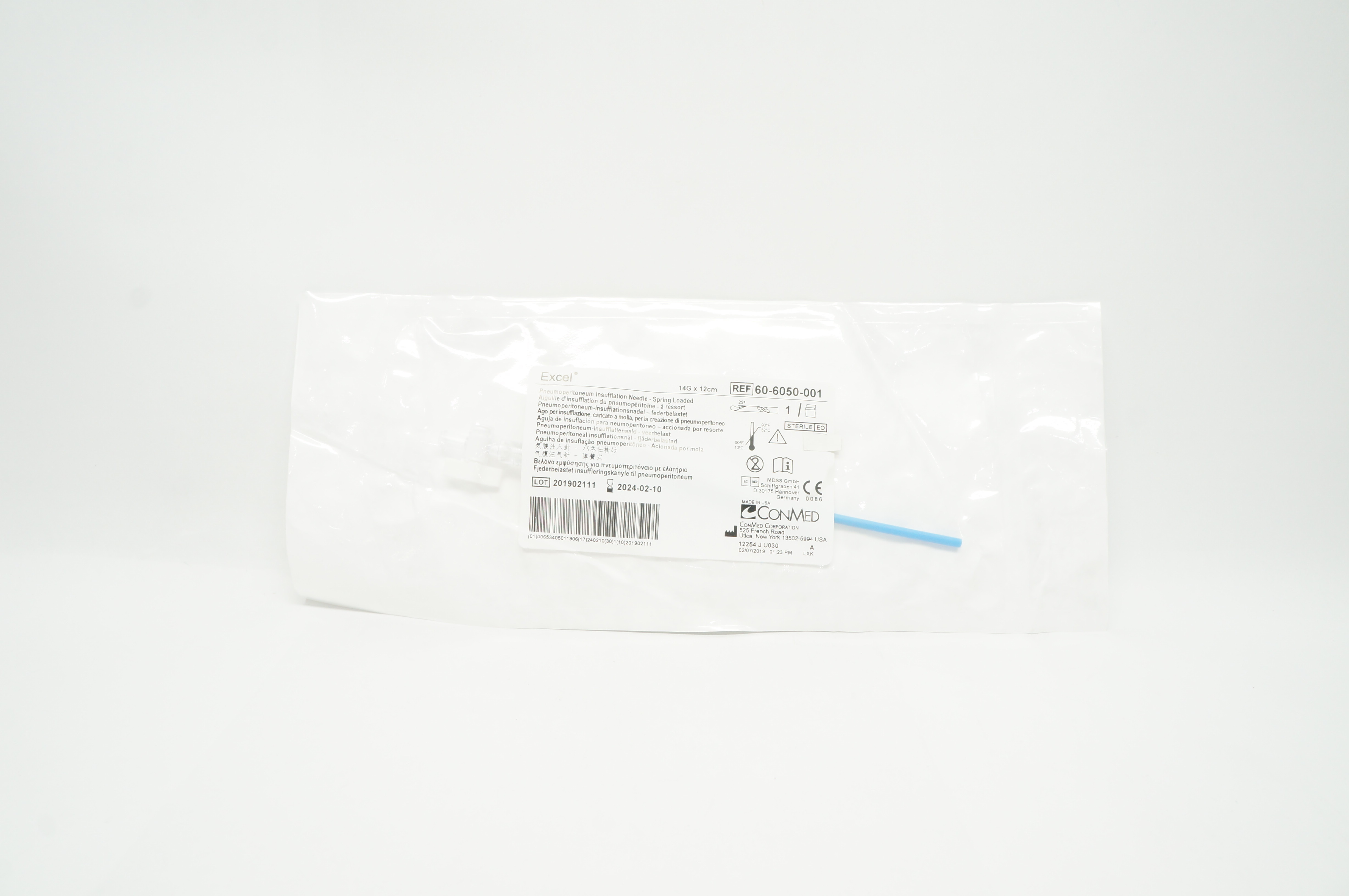 Conmed 60-6050-001 Excel Pneumoperitoneum Insufflation Ndle. 14G x 12cm