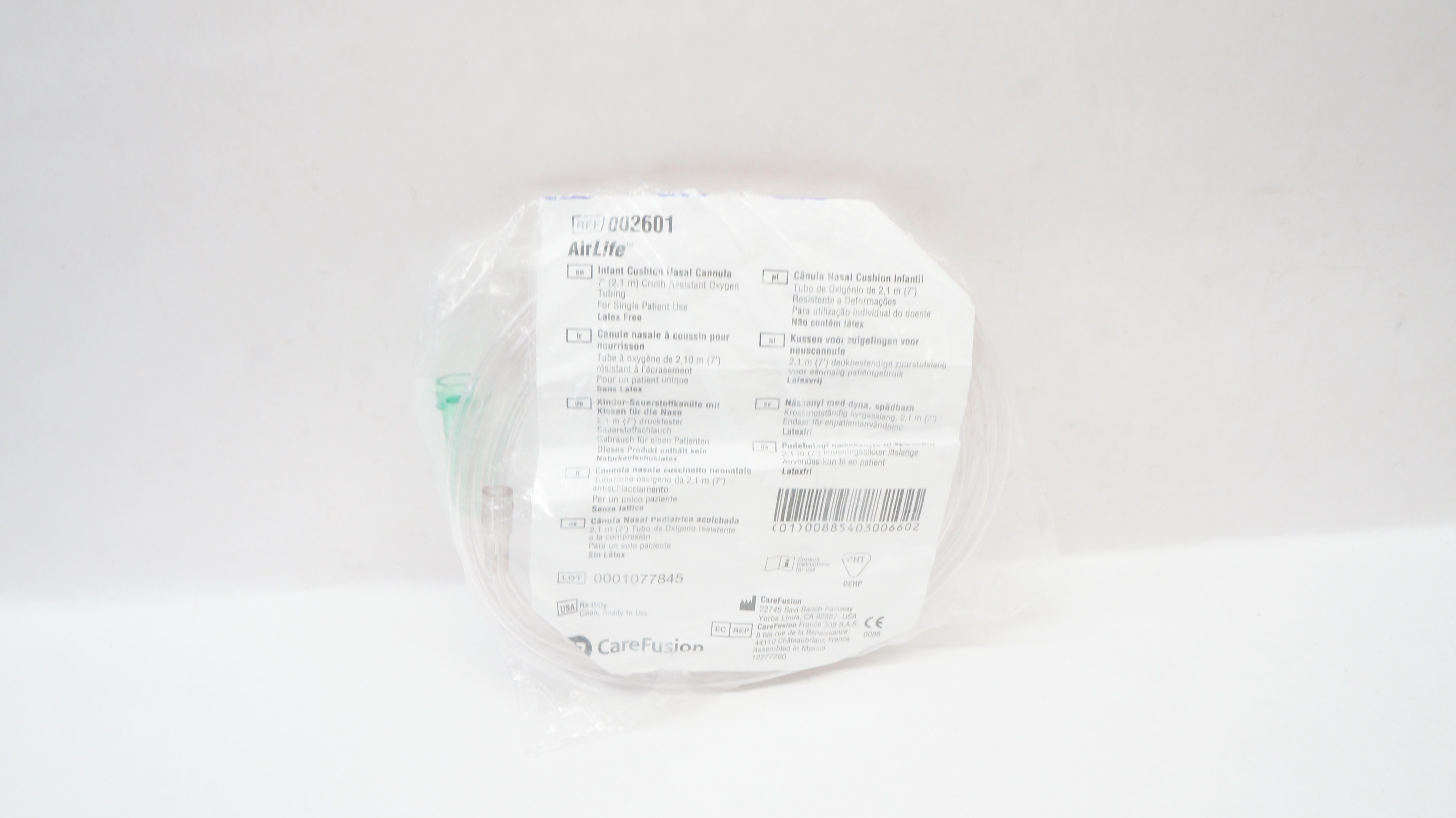 CareFusion 002601 AirLife Infant Cushion Nasal Cannula Crush Resistant 7ft