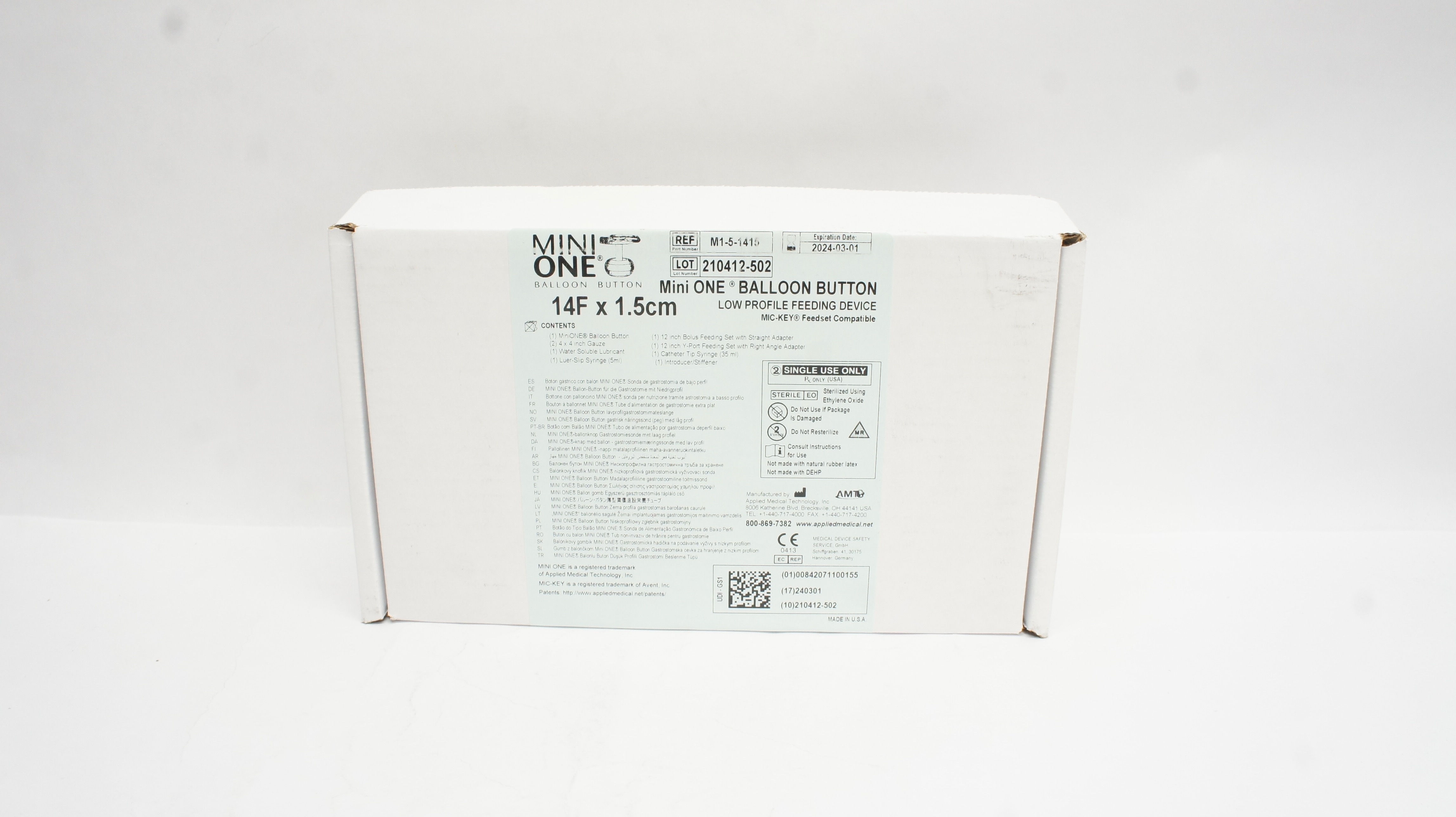 Applied Medical M1-5-1415 Mini One Balloon Button 14F x 1.5cm