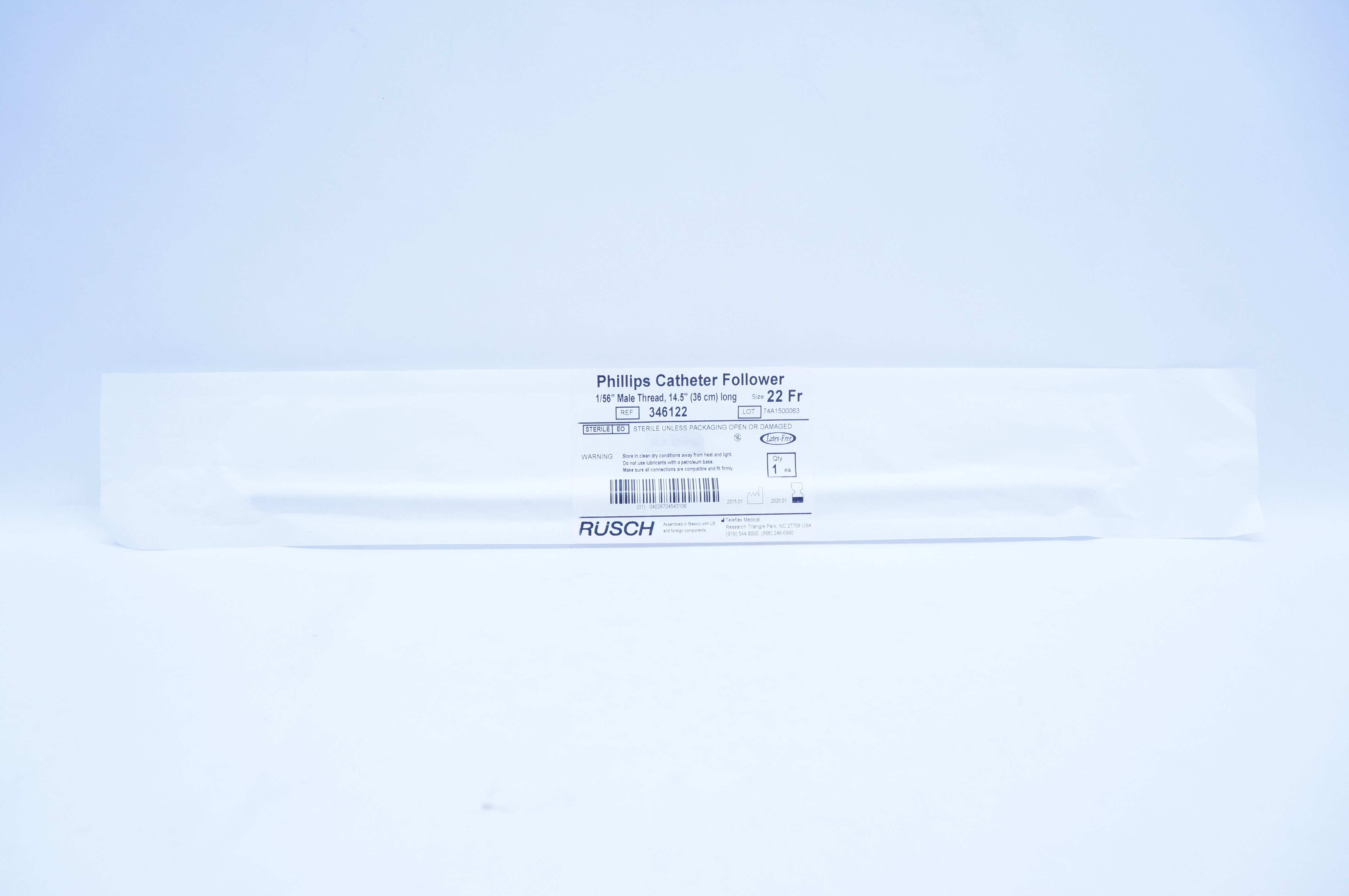 Teleflex 346122 Phillips Cath. Follower 22 Fr., 1/56 in. x 14.5in. (x)