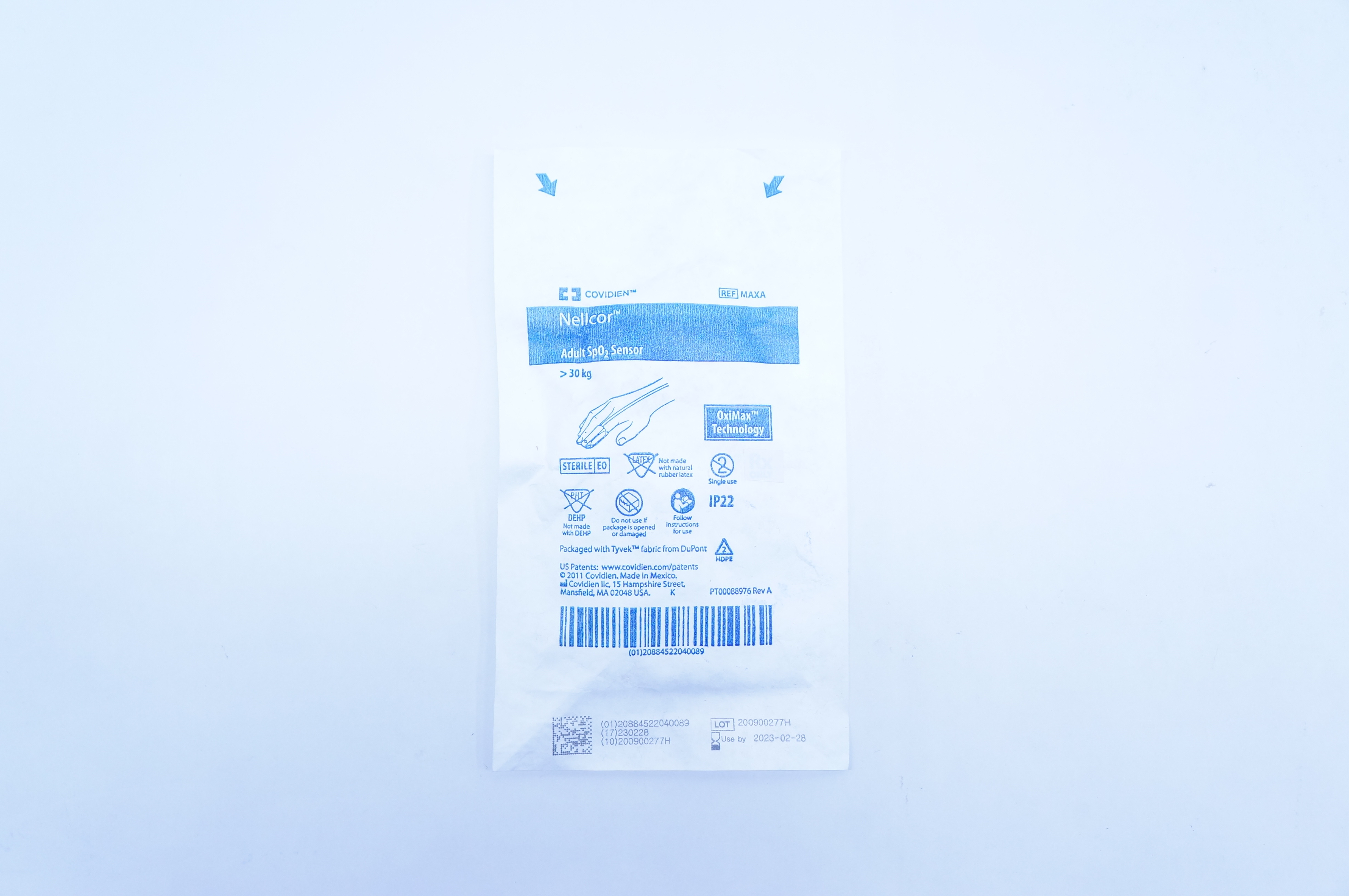 Covidien MAXA Nellcor Adult SpO2 Sensor >30kg