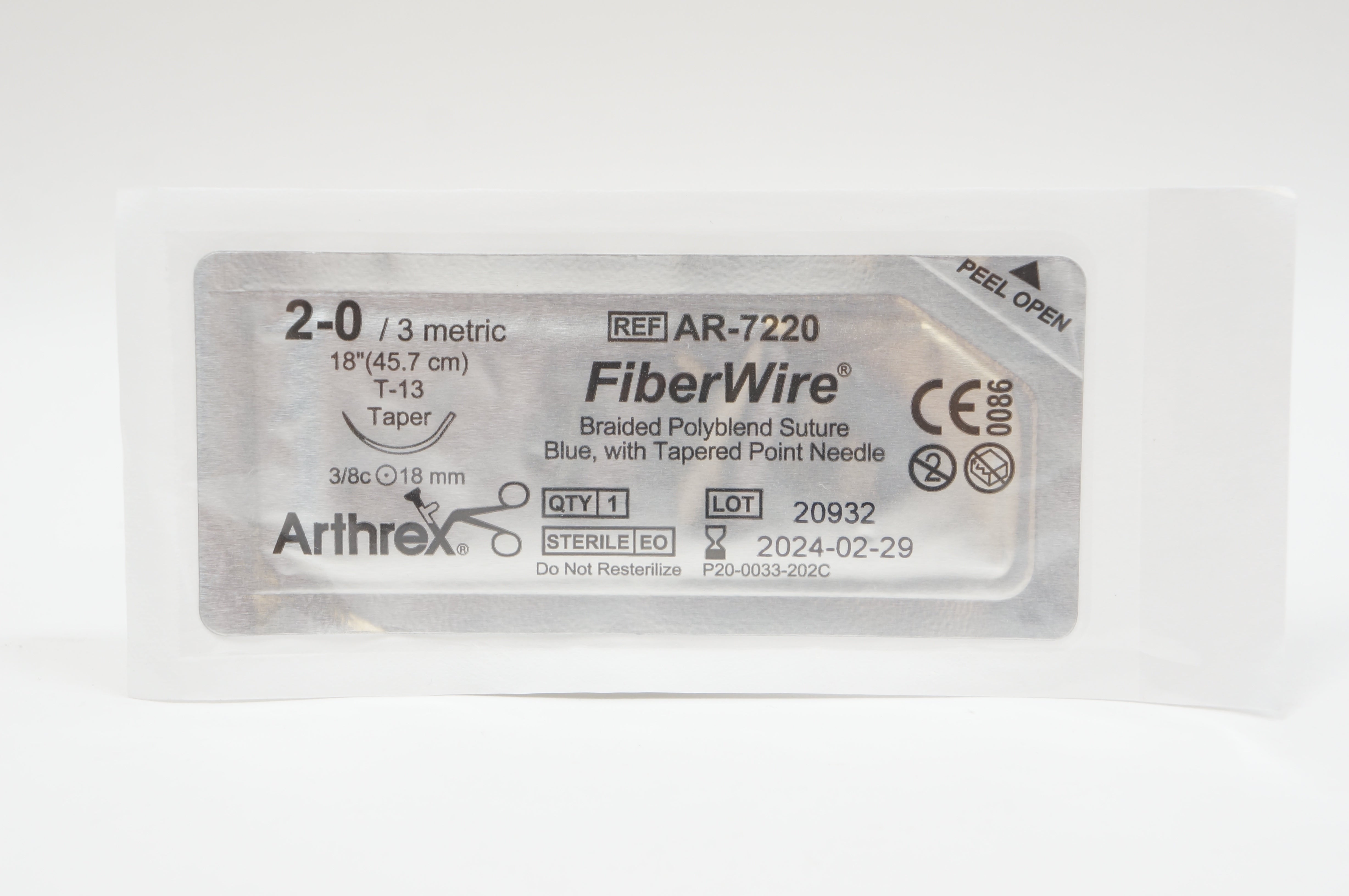 Arthrex AR-7220 2-0 FiberWire, T-13, 3/8c 18mm Taper, 18inch