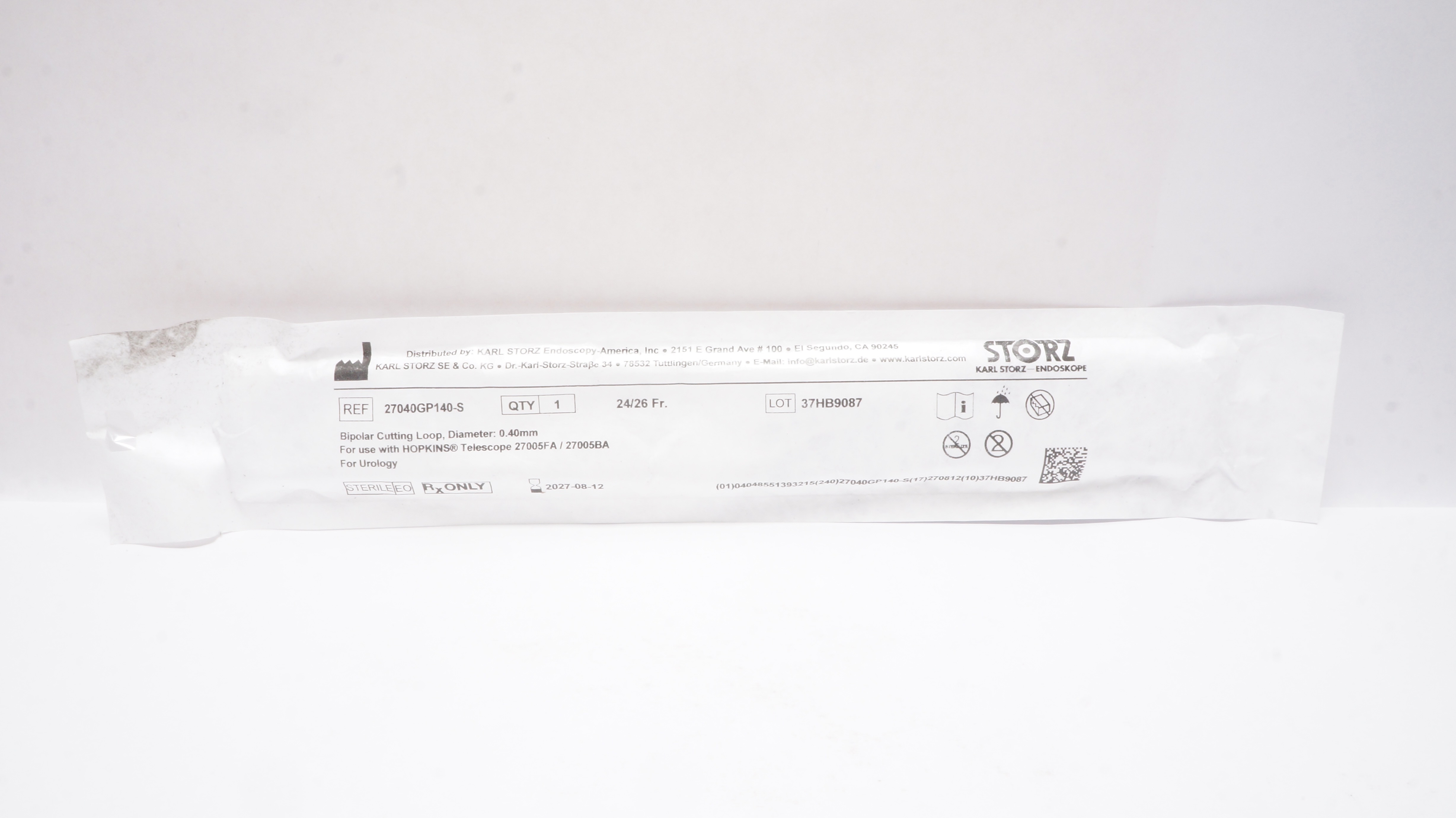Karl Storz 27040GP140-S Bipolar Cutting Loop 0.40mm 24/26Fr