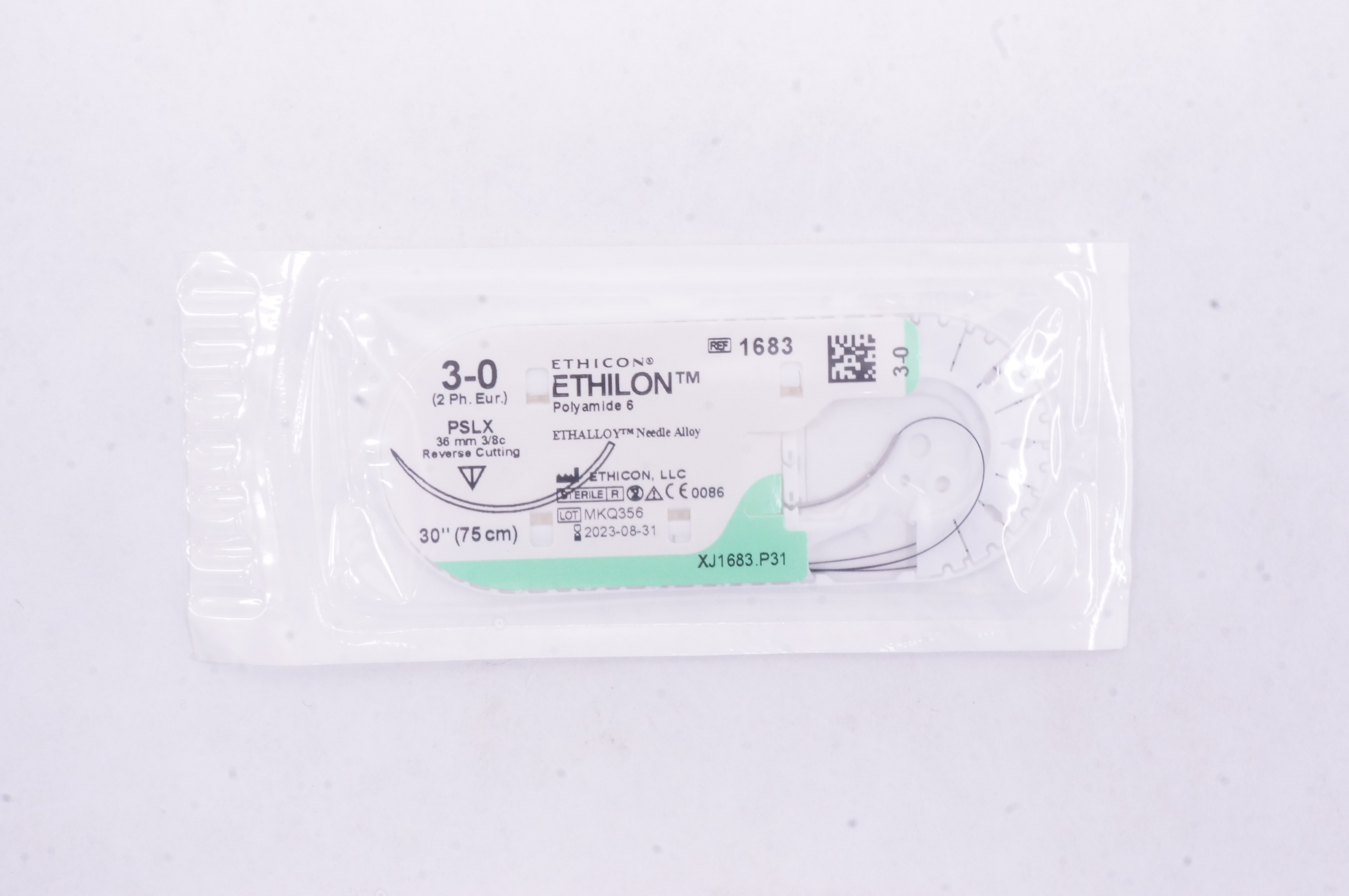 Ethicon 1683 3-0 ETHILON, PSLX, 36mm 3/8c Reverse Cutting, 30inch