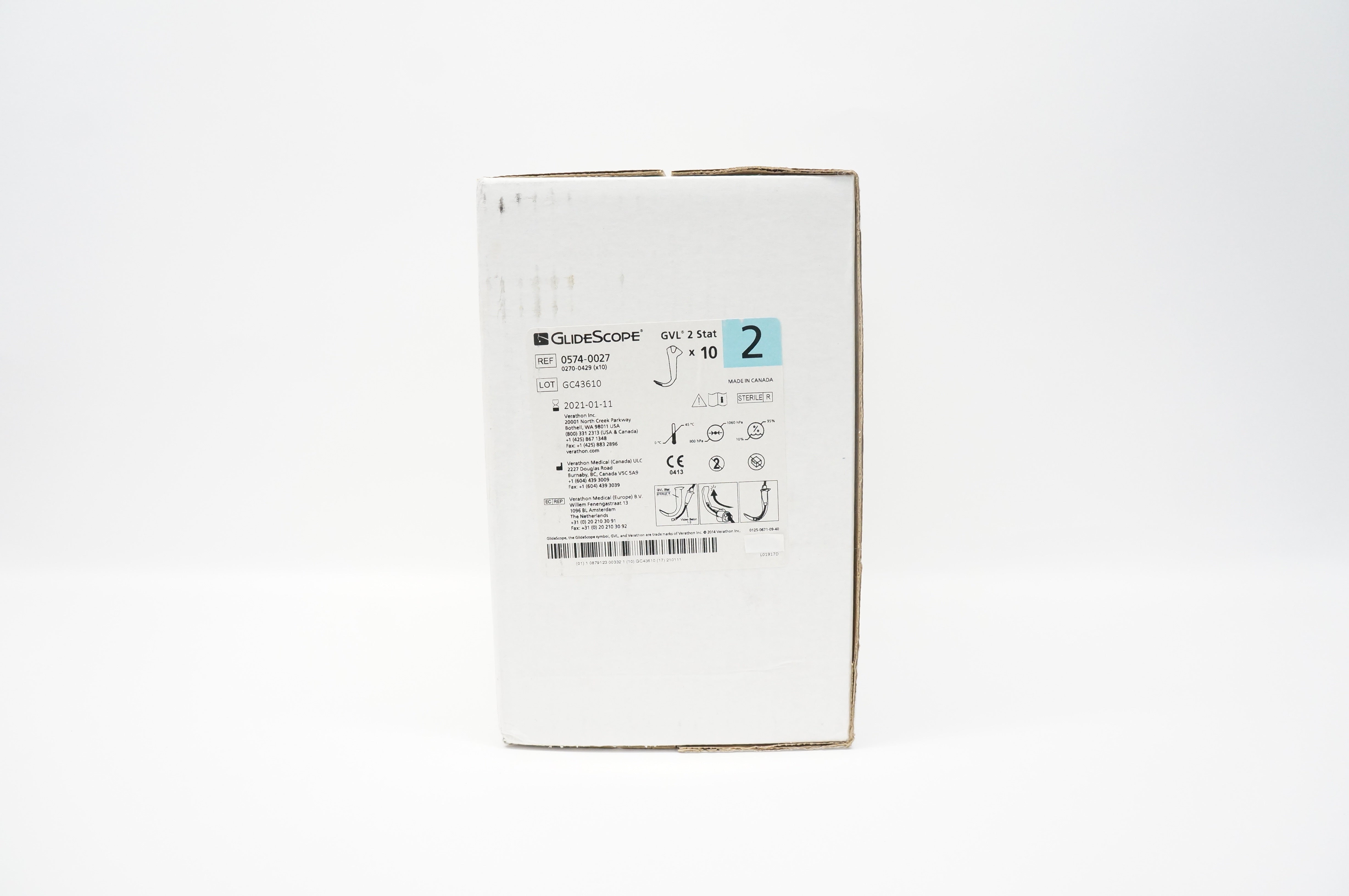 Varathon Medical 0574-0027 GlideScope GVL 2 Stat (x) - Box of 10