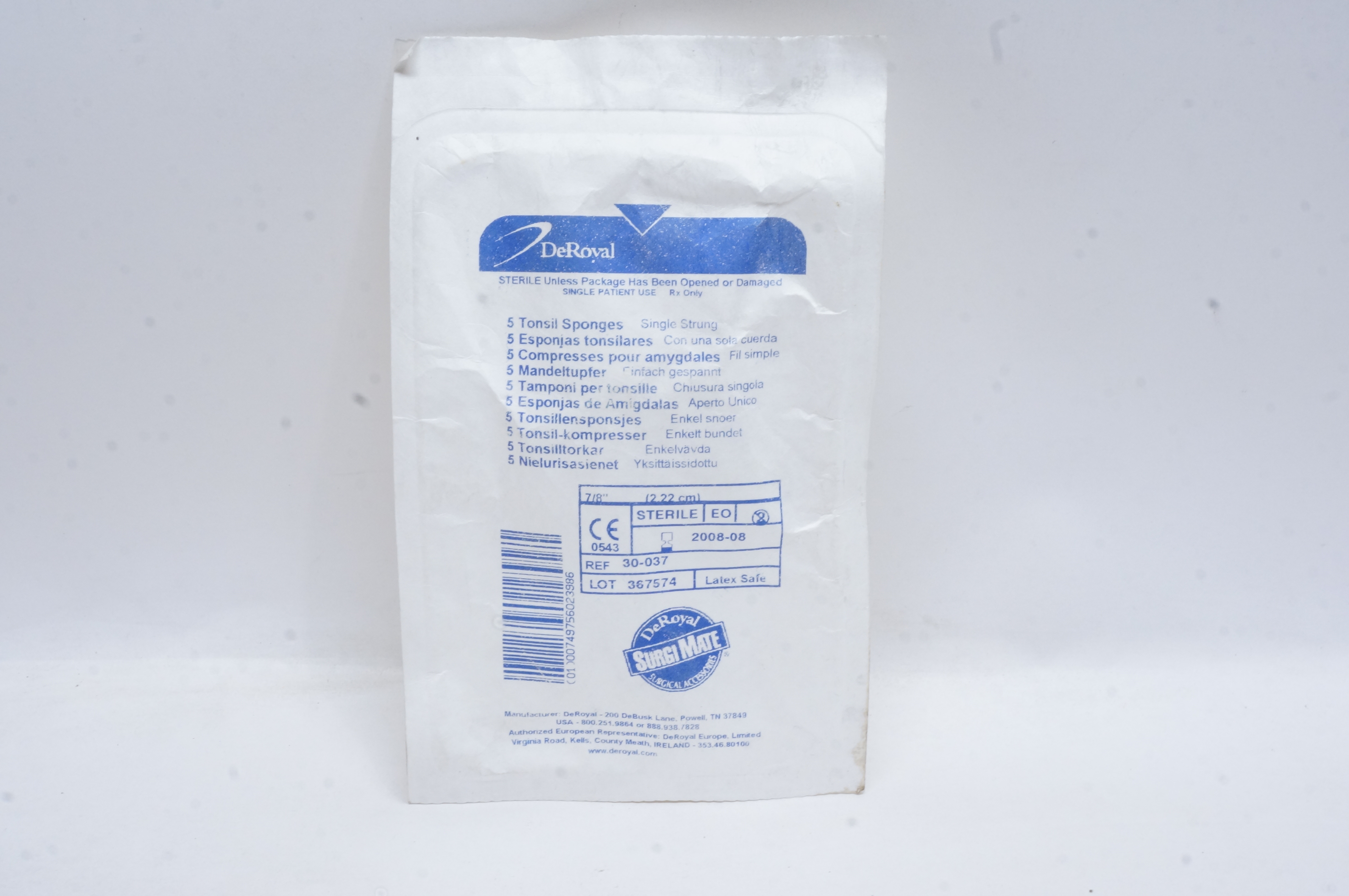 DeRoyal 30-037 Tonsil Sponges 7/8inch (x) - Pack fo 5