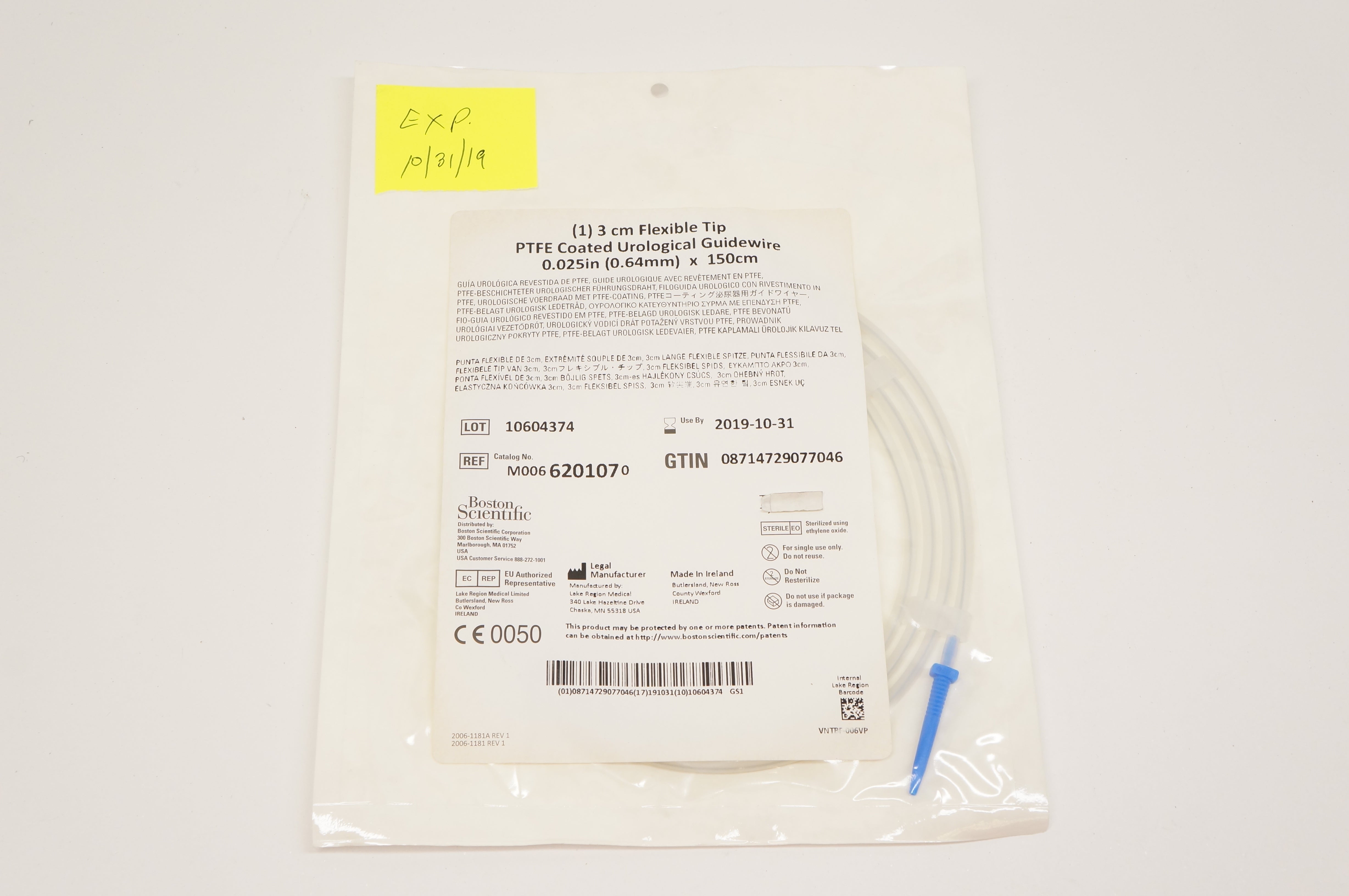 Boston Scientific 620107 PTFE Coated Urological Guidewire 0.025inch x 150cm (x)