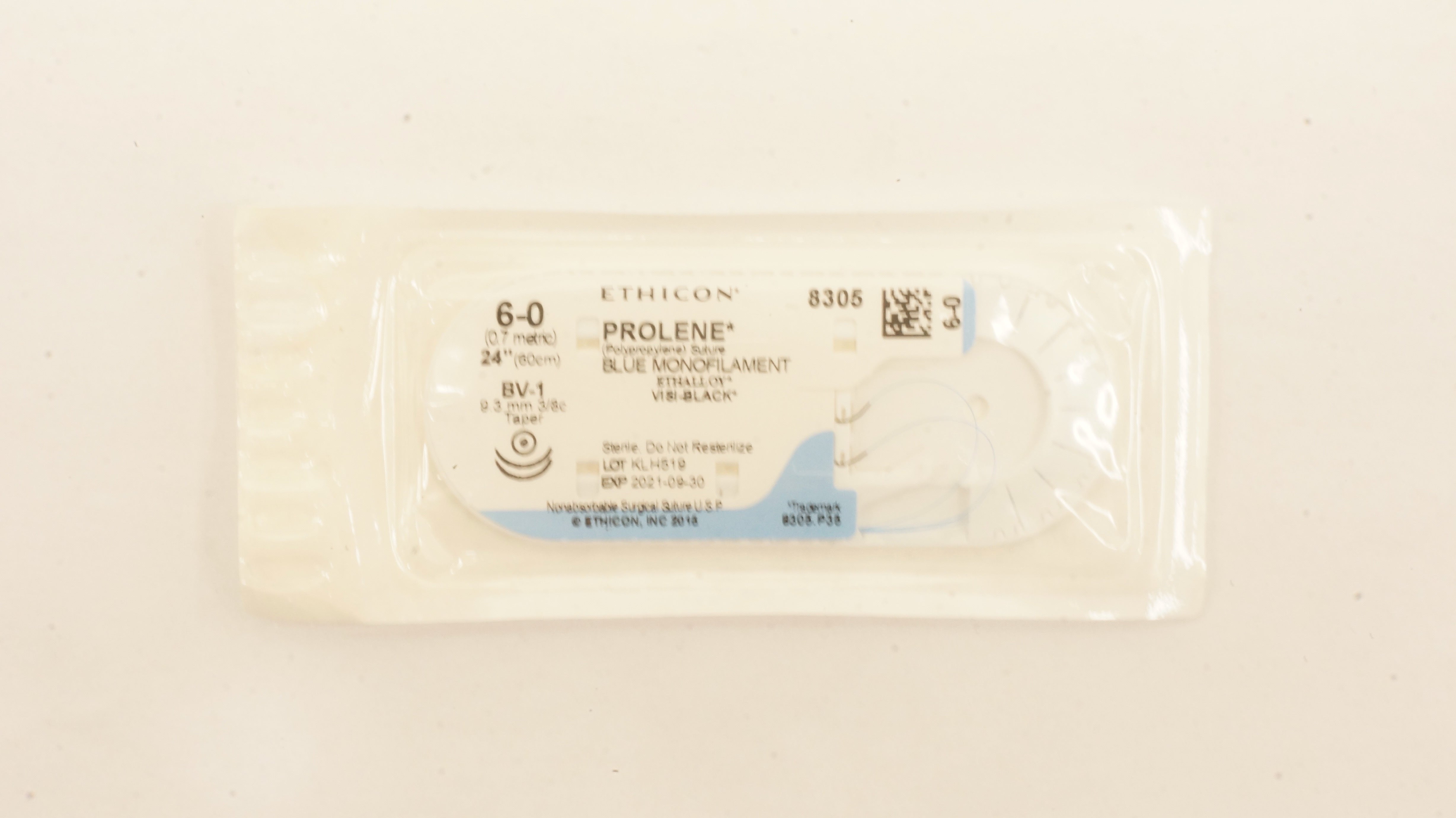 Ethicon 8305 6-0 Prolene Polypropylene Stre BV-1 9.3mm 3/8c Taper, 24 inch