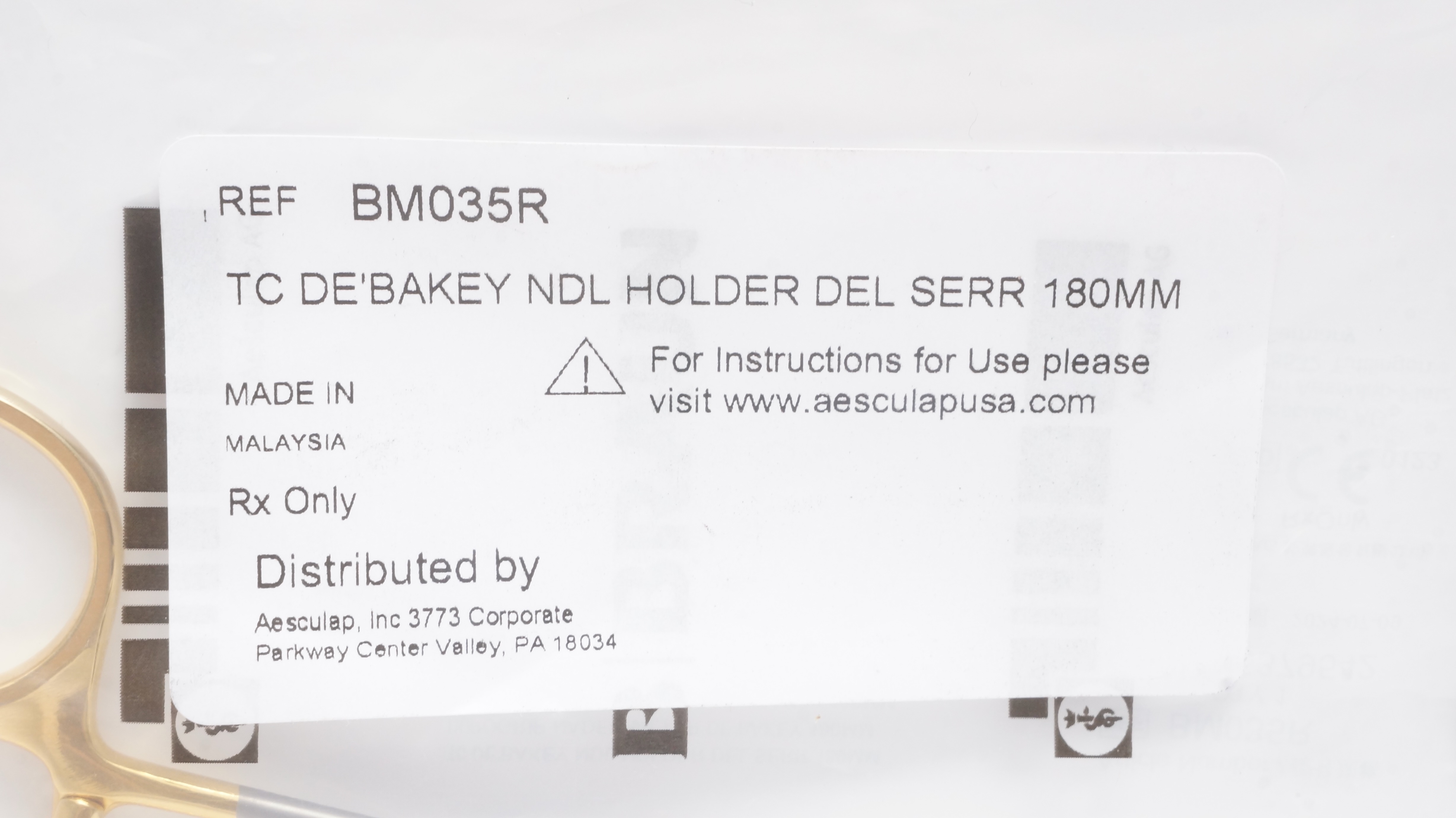 Aesculap BM035R TC Debakey Ndle Holder Del Serr 180mm