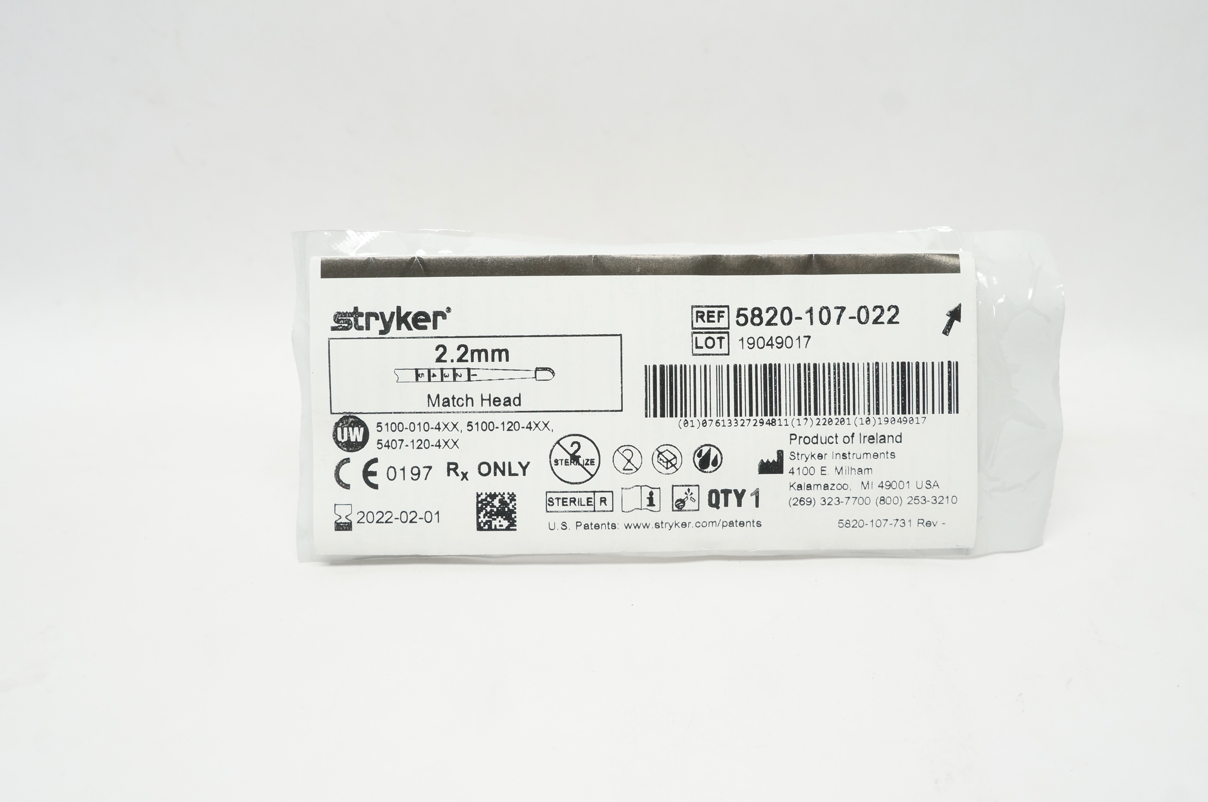 Stryker 5820-107-022 Match Head 2.2mm (x)