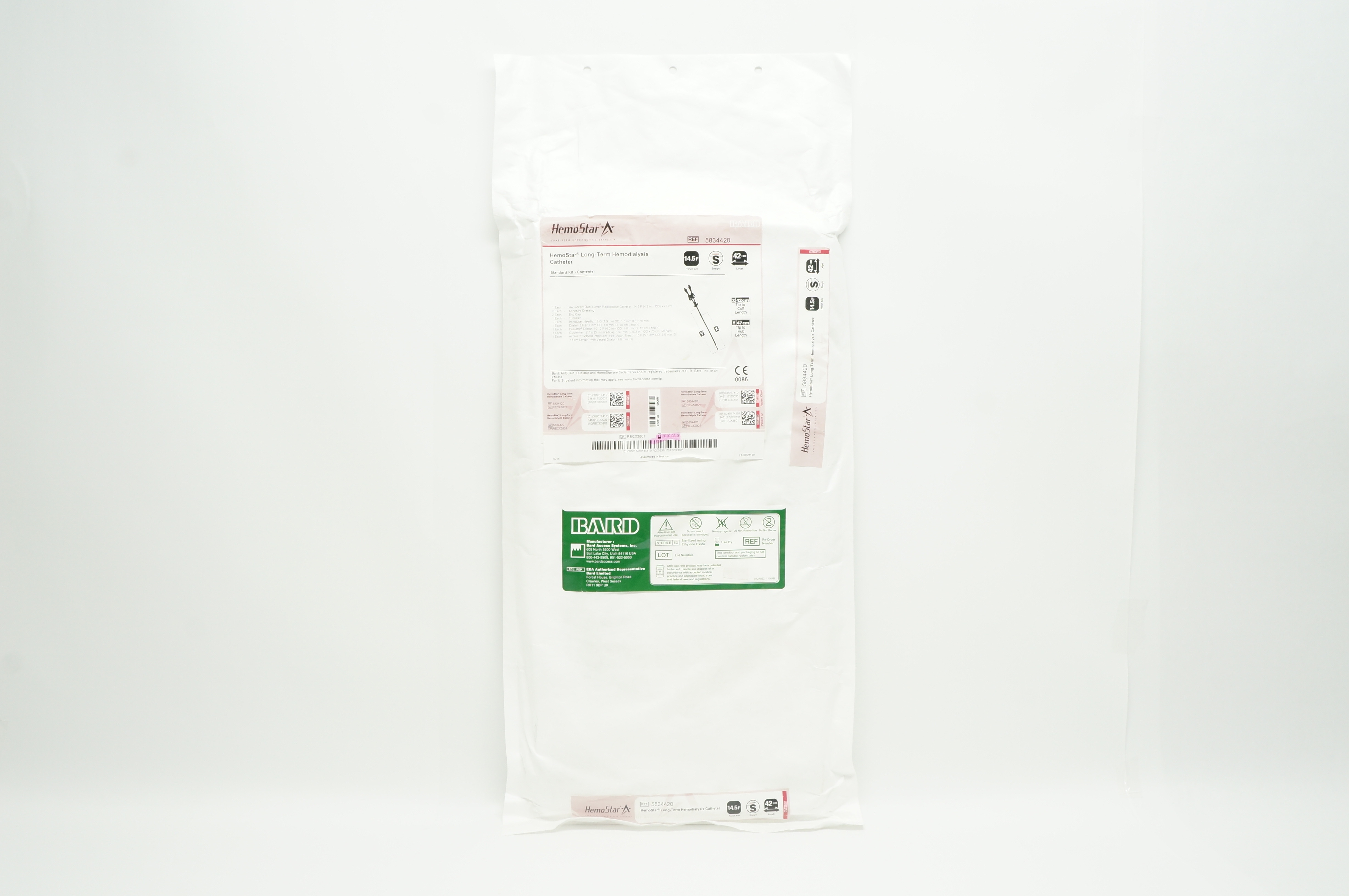 Bard 5834420 HemoStar Long-Term Hemodialysis Cath. Straight 14.5F x 42cm (x)