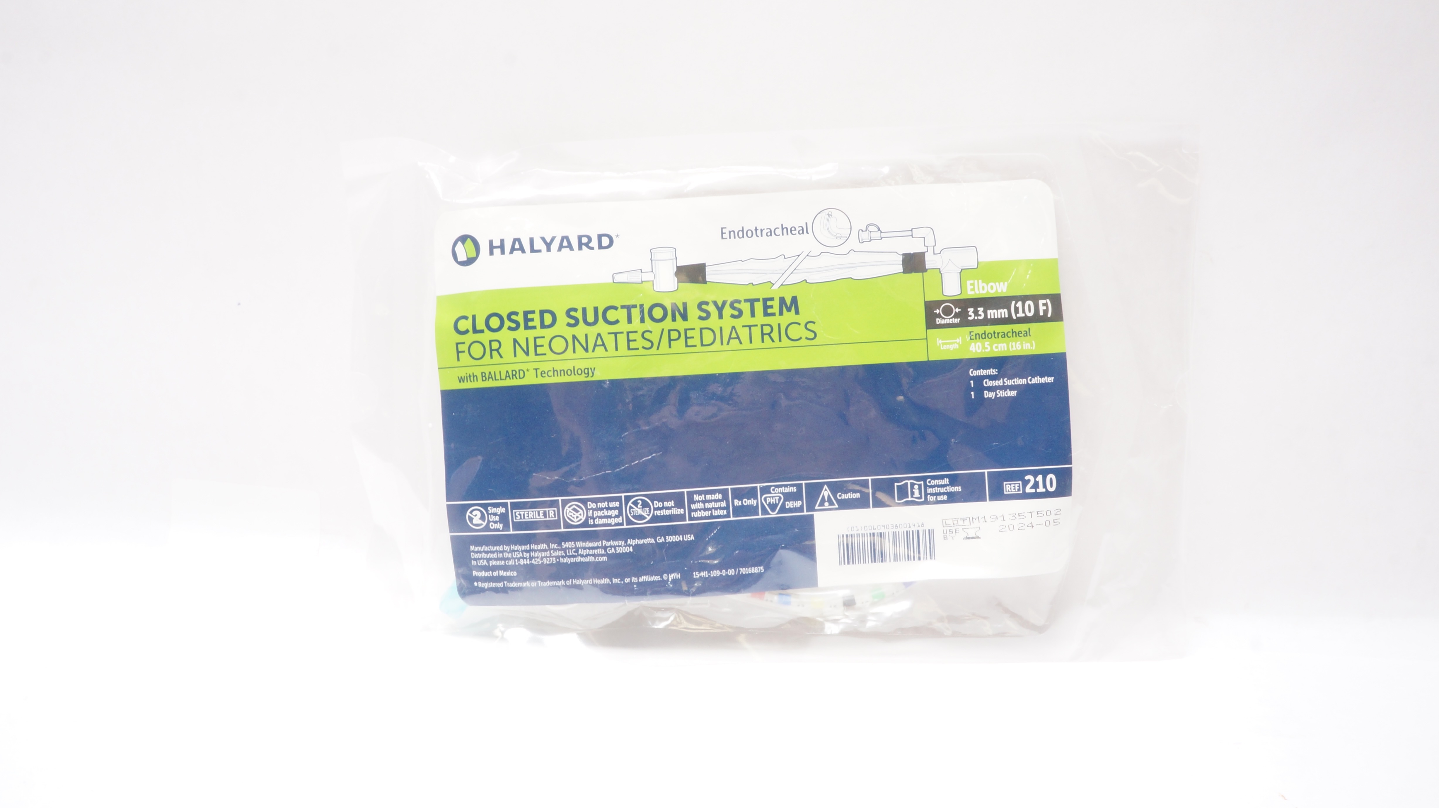 Halyard 210 Closed Suction System for Neonates/Pediatrics 10F