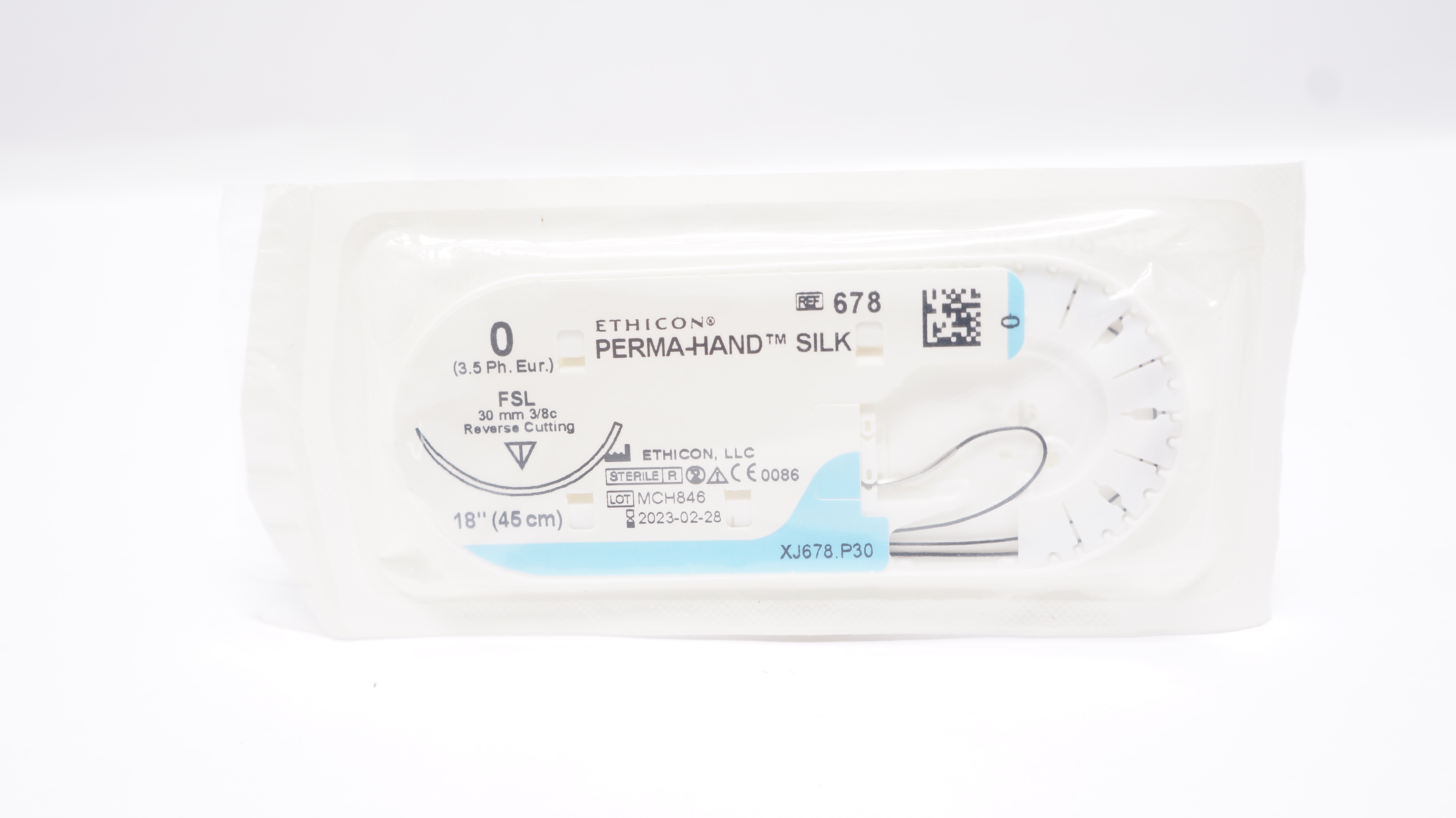 Ethicon 678 0 PERMA-HAND SILK Stre FSL 30mm 3/8c Reverse Cutting, 18inch (x)