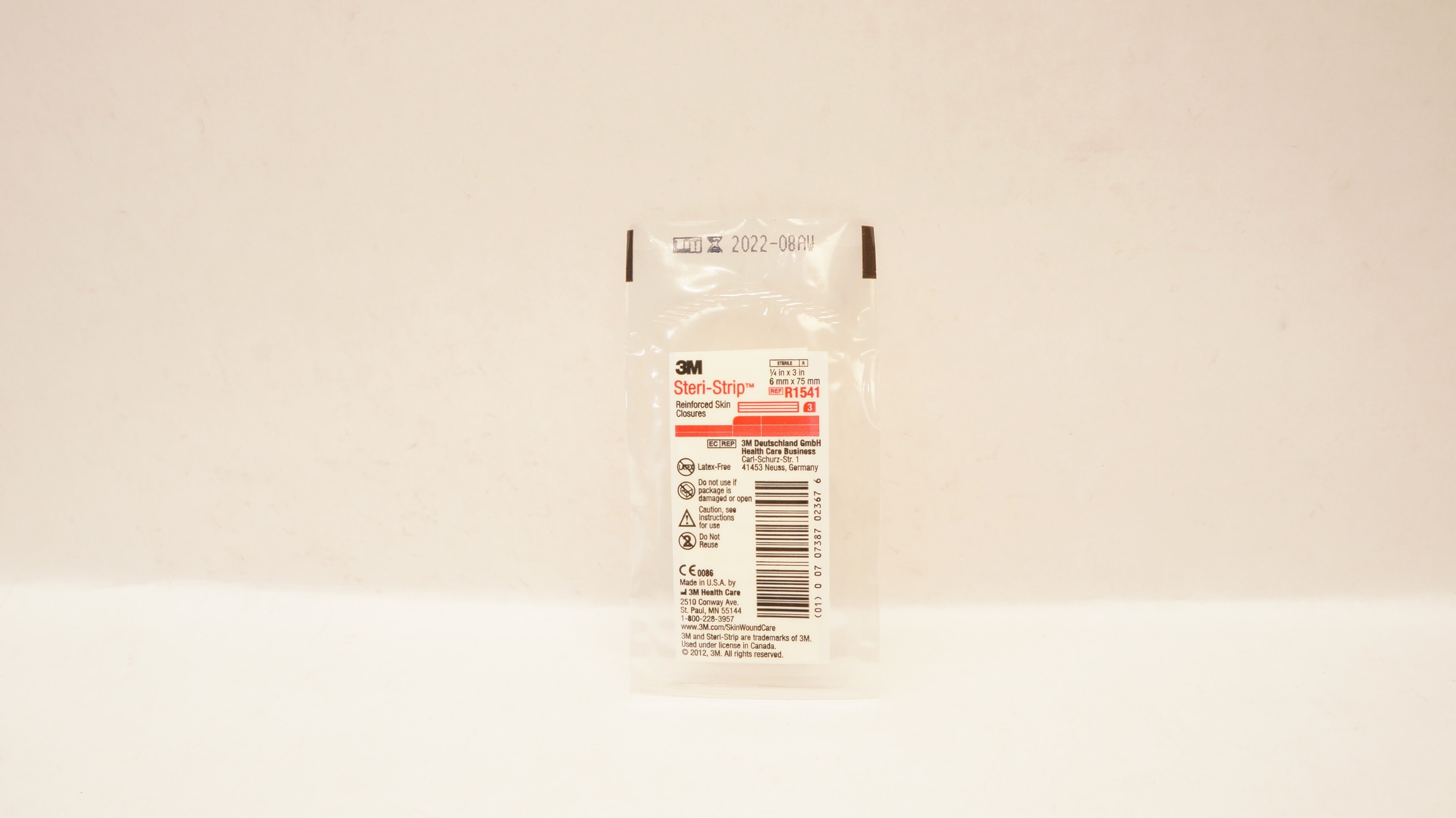 3M R1541 Steri-Strip Reinforced Skin Closures 1/4inch x 3inch (x) - Pack of 3