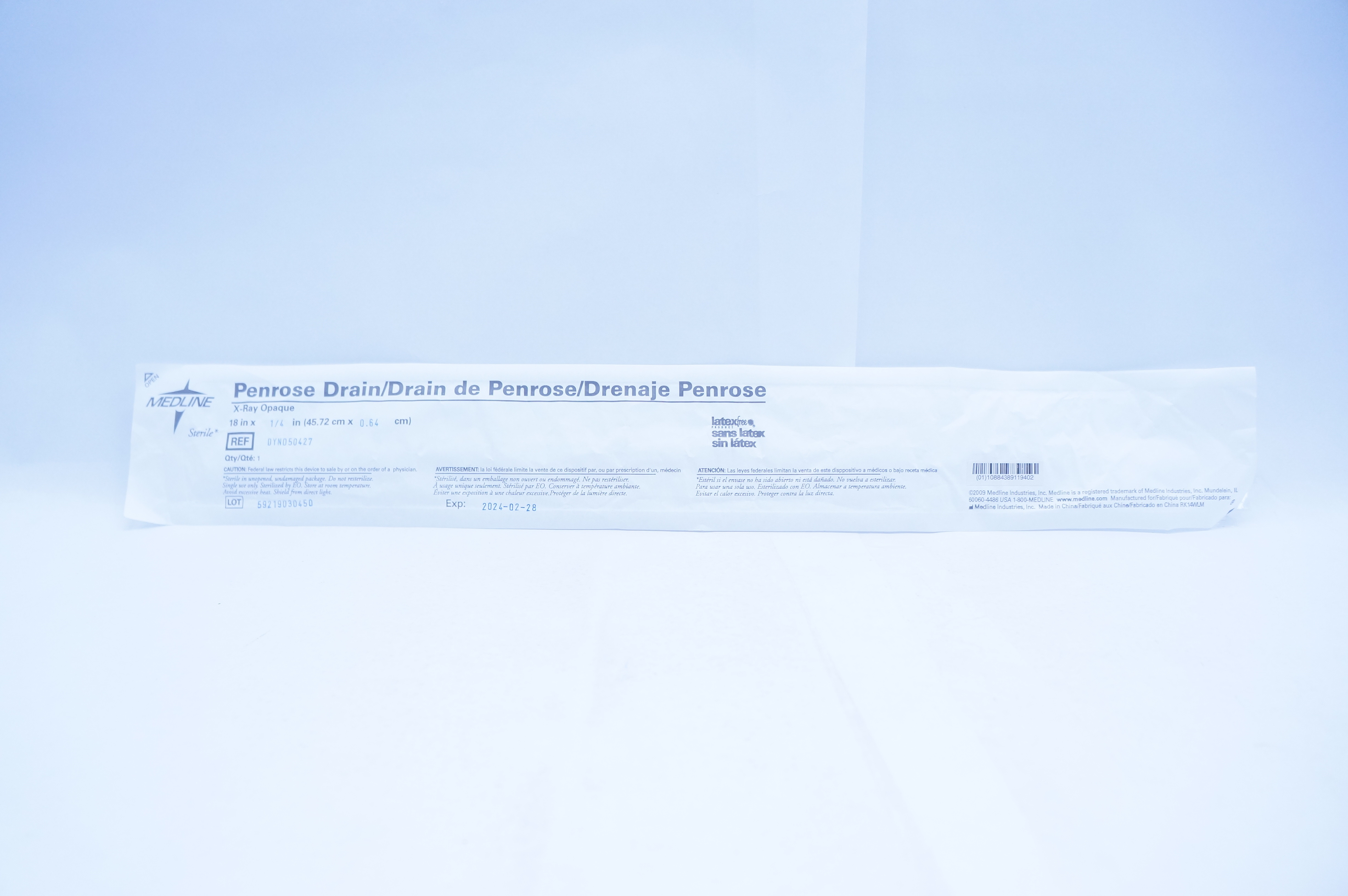 Medline DYND50427 Penrose Drain 18inch x 1/4inch