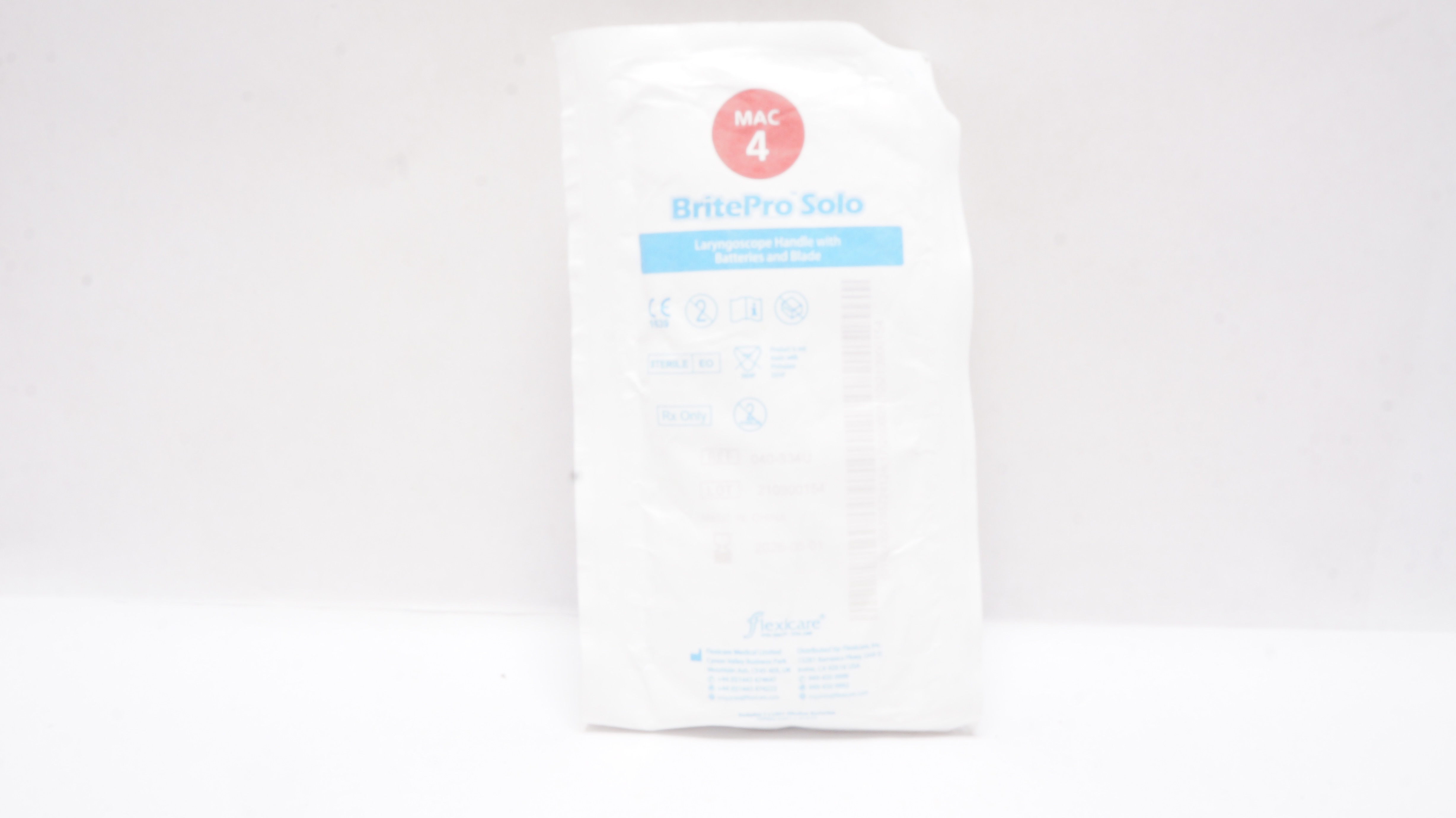 Flexicare 040-334U BritePro Solo Fiber Optic Laryngoscope Handle MAC 4