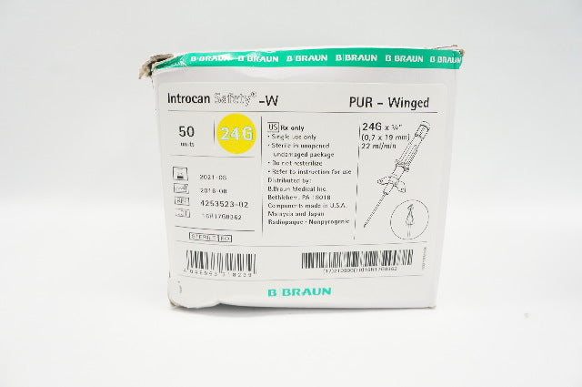 Braun 4253523-02 Introcan Safety -W Cath. 24G x 3/4inch (x) - Box of 43