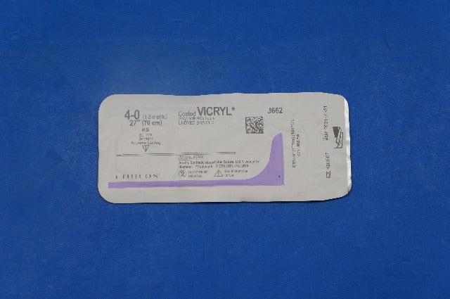 Ethicon J662 4-0 VICRYL, KS 60mm Straight Reverse Cutting, Undyed Braided, 27