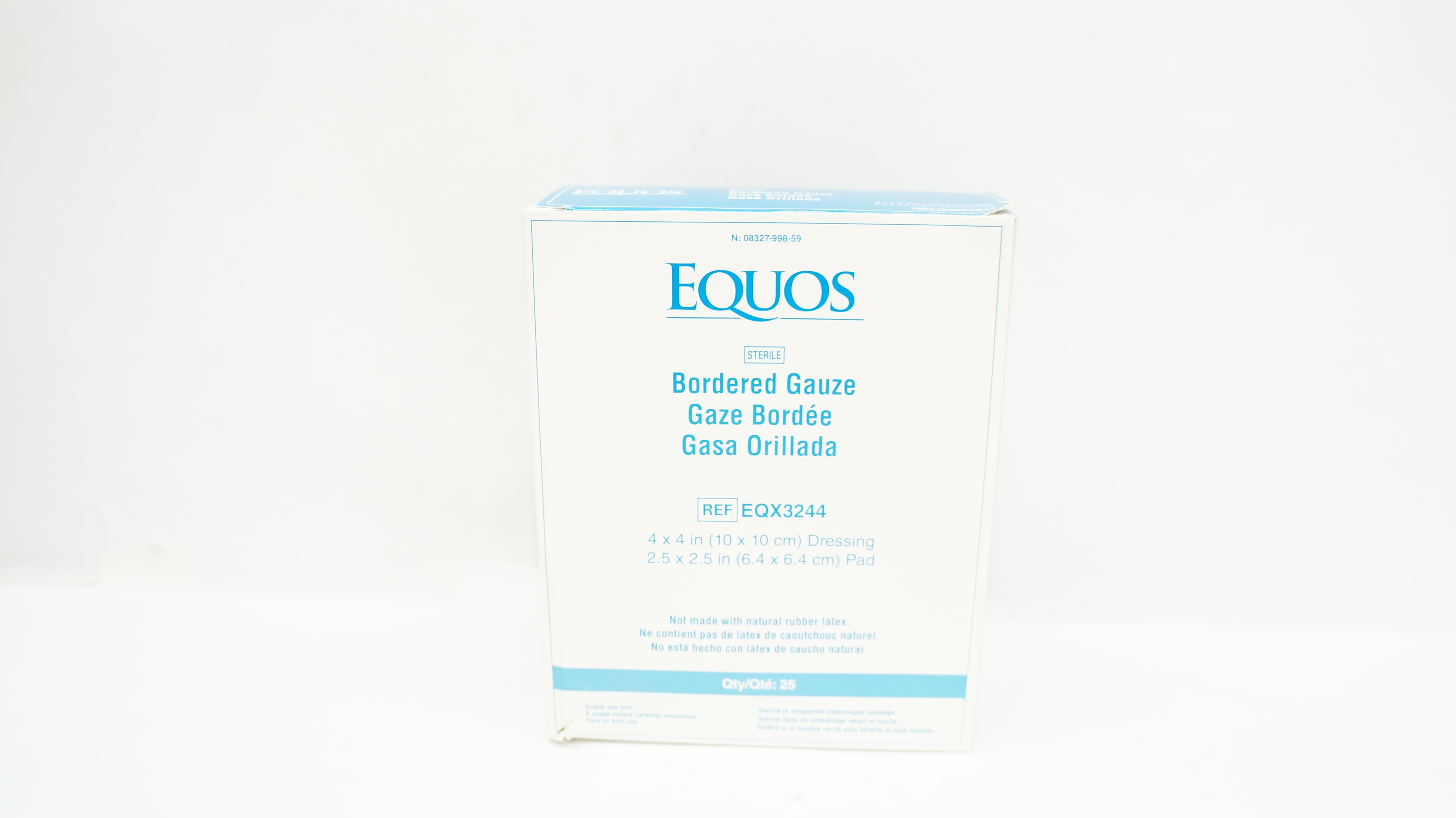 Medline EQX3244 Equos Bordered Gauze 4x4inch Dressing 2.5x2.5inch Pad -Box of 25