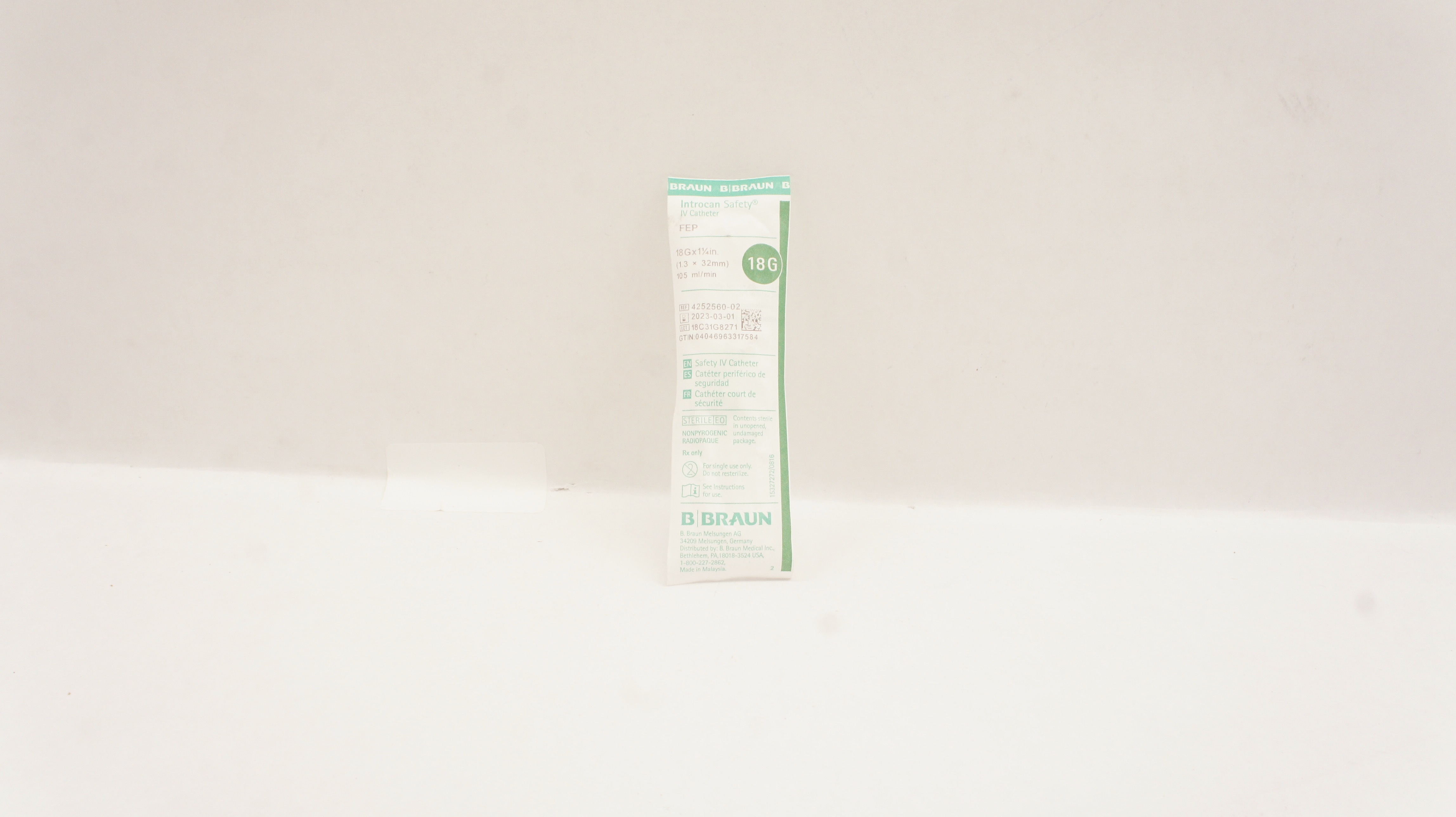 Braun 4252560-02 Introcan Safety FEP IV Cath. 18G x 1 1/4inch 105ml/min