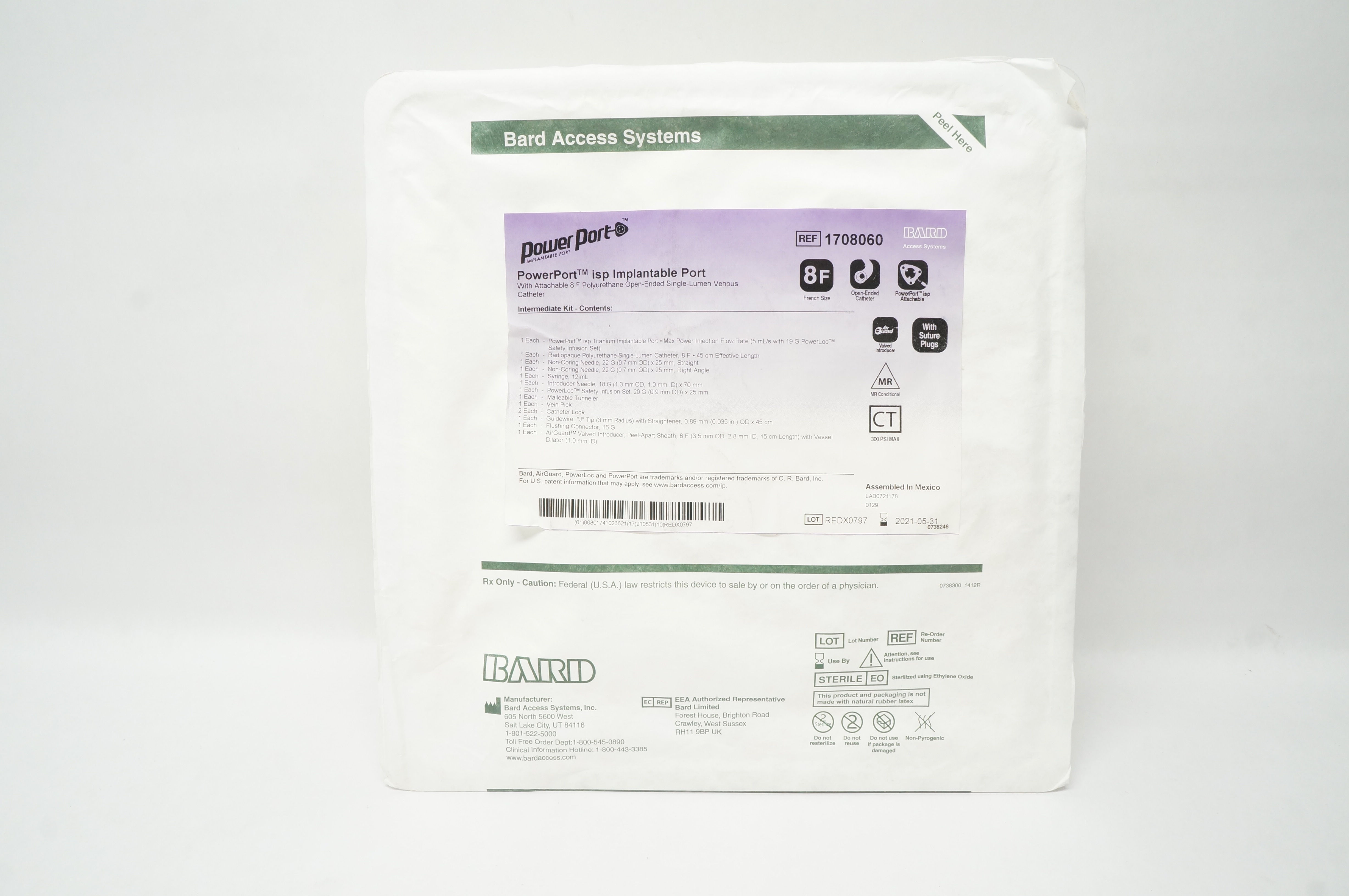 Bard 1708060 PowerPort Isp Implantable Port 8F (x)