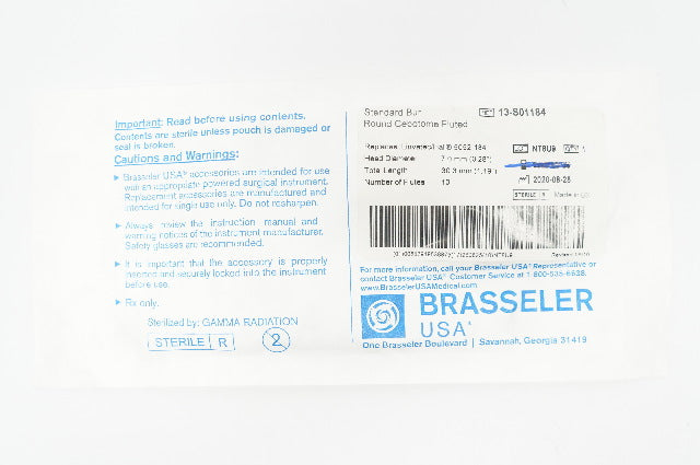 Brasseler 13-S01184 Standard Bur Round Cebotome Fluted