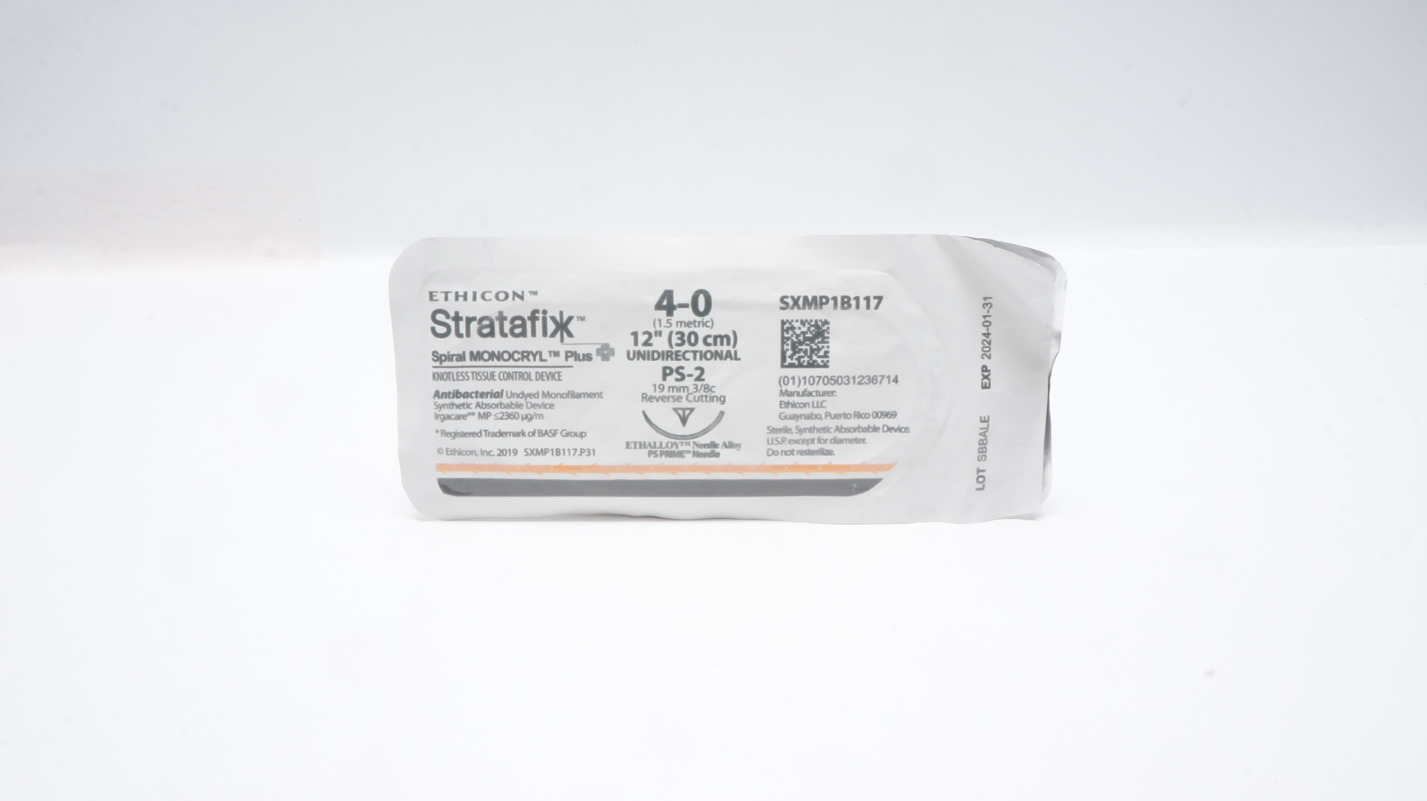 Ethicon SXMP1B117 4-0 Stratafix PS-2 19mm 3/8c Reverse Cutting, 12inch (x)