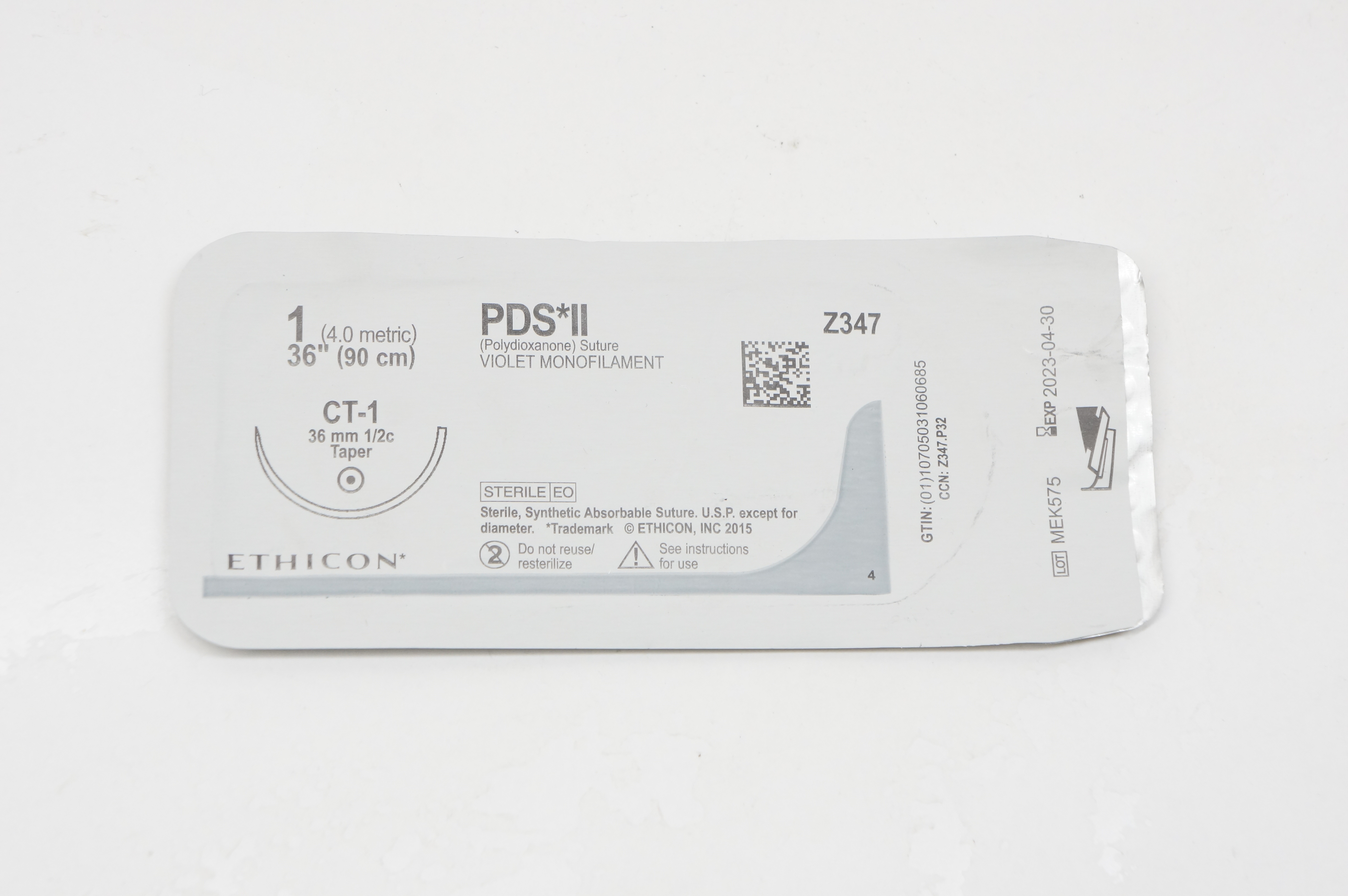 Ethicon Z347 1 PDS II, CT-1, 36mm 1/2c Taper, 36inch