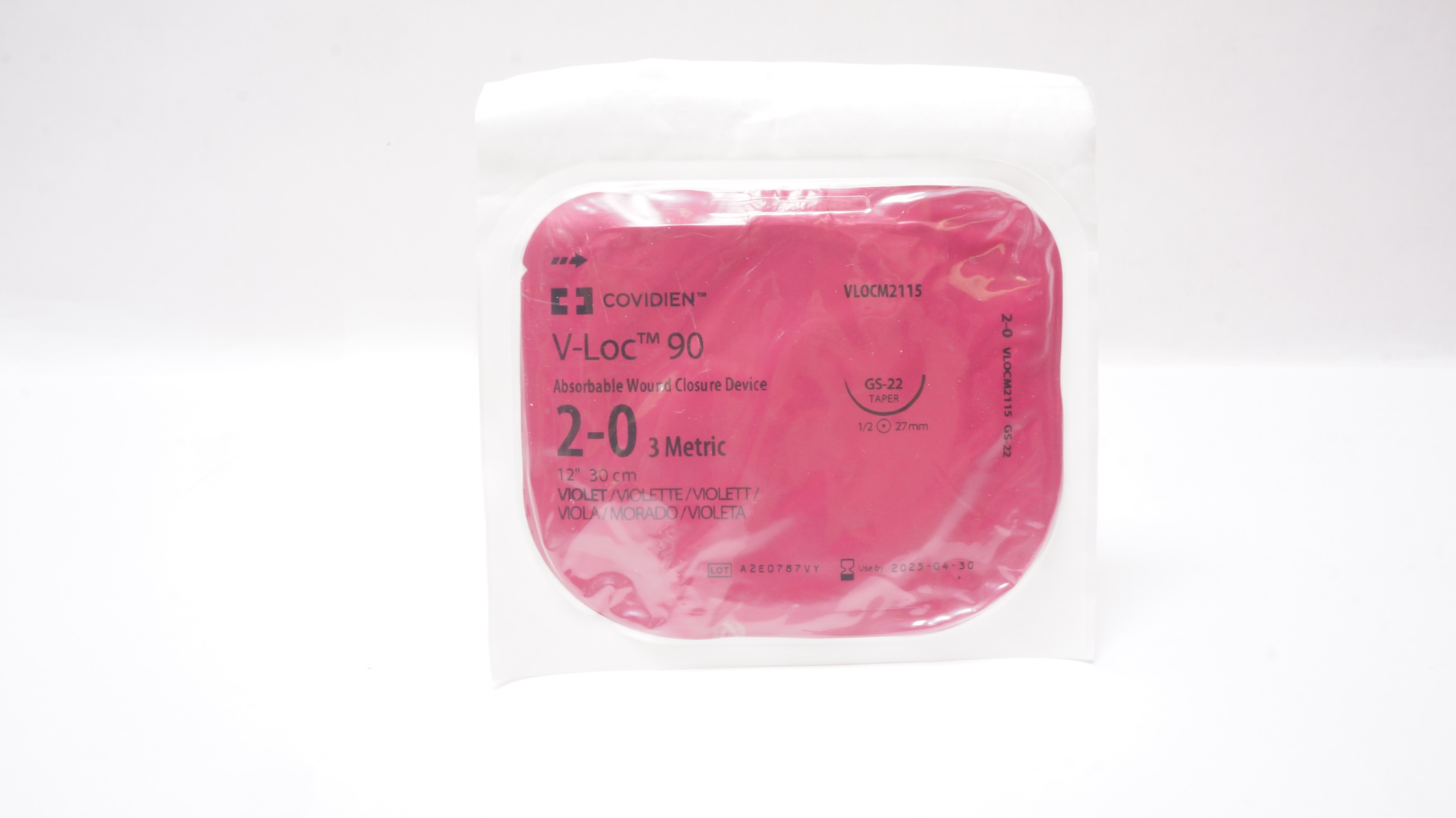 Covidien VLOCM2115 V-Loc 90 2-0 Absorbable Wound Closure Device 3Metric 12inch