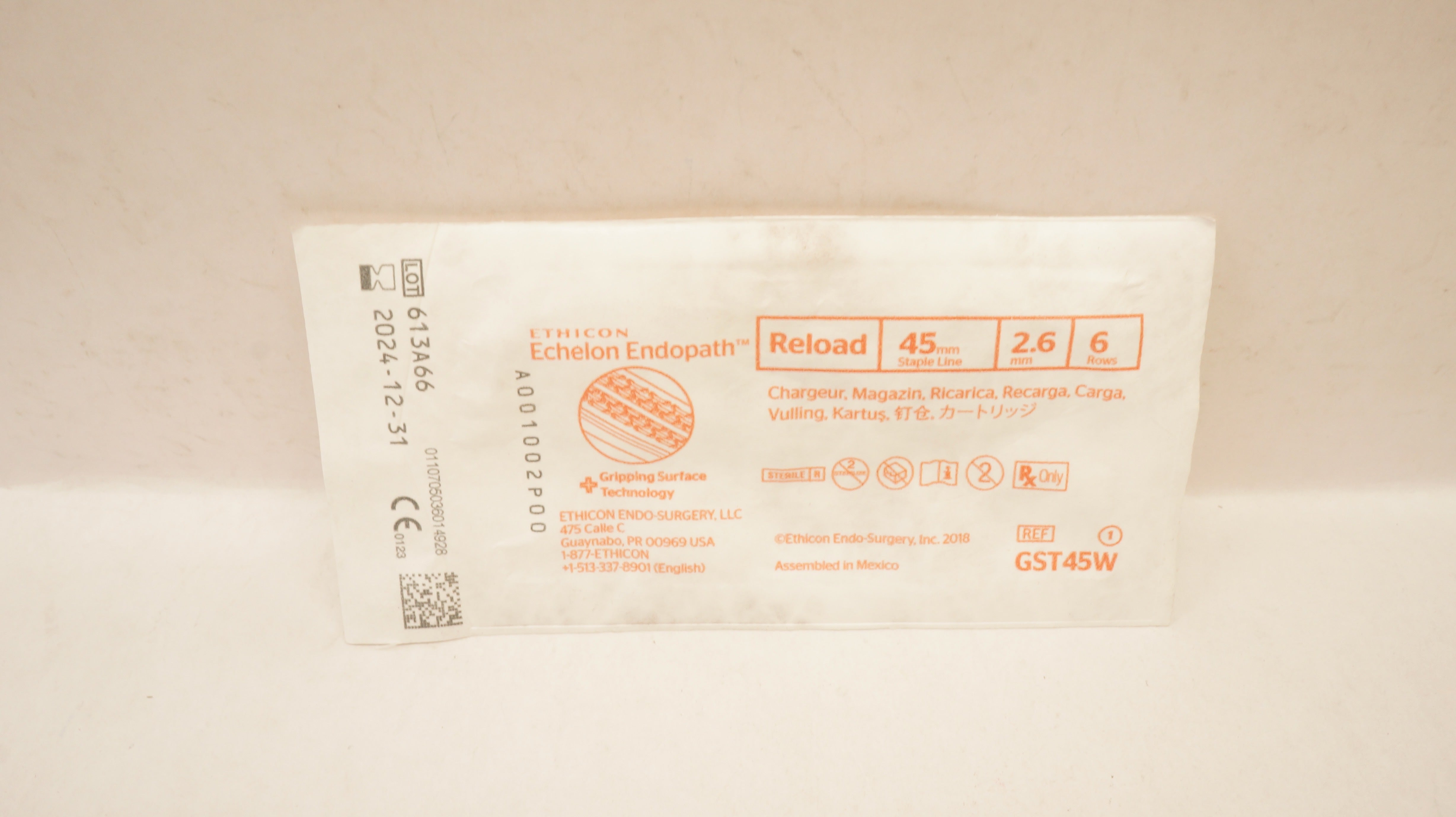 Ethicon GST45W Echelon Endopath Reload 45mm x 2.6mm 6 Rows