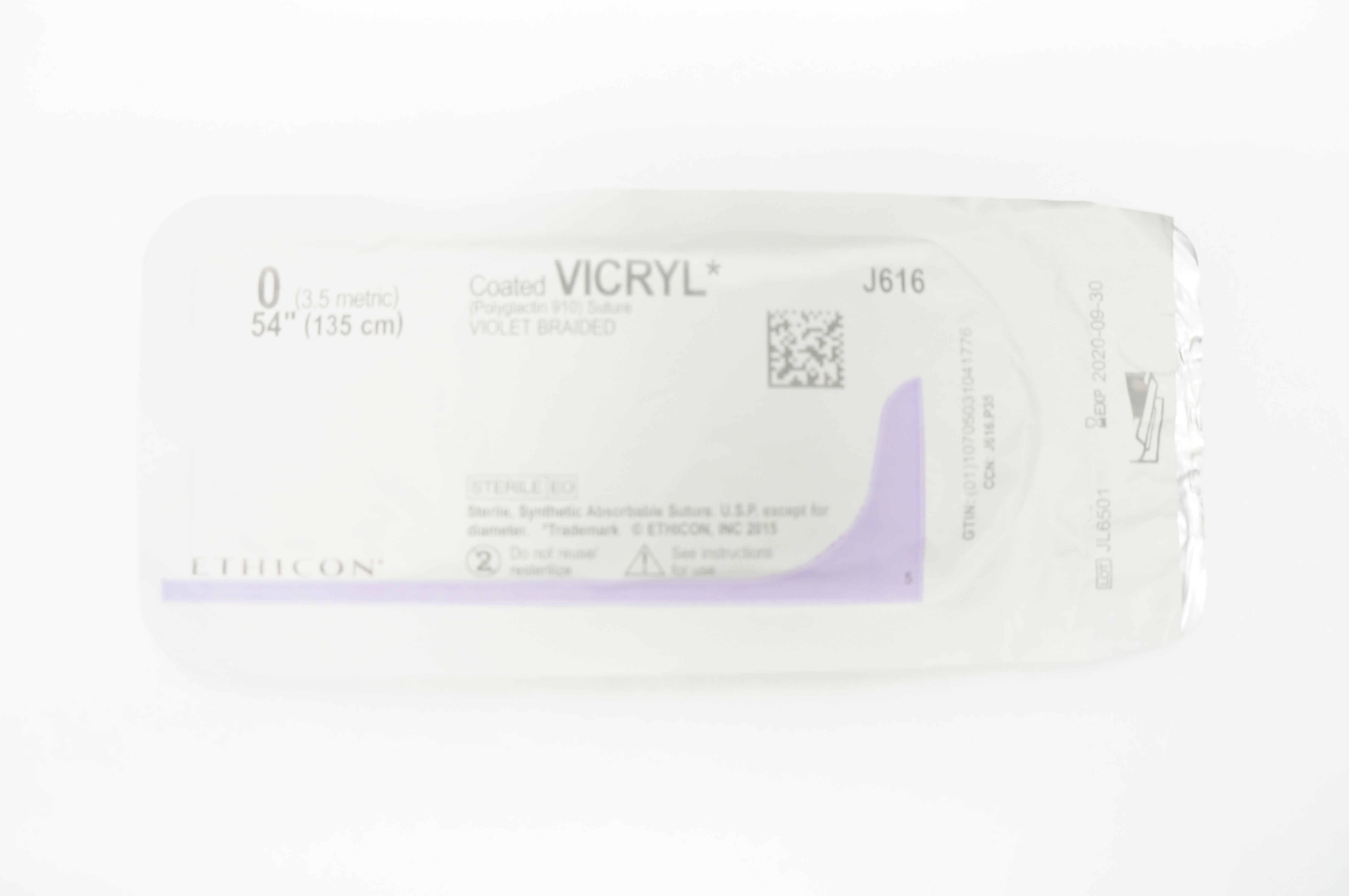 Ethicon J616 0 Coated VICRYL (Polyglactin 910) Suture Violet  Braided 54inch (x)