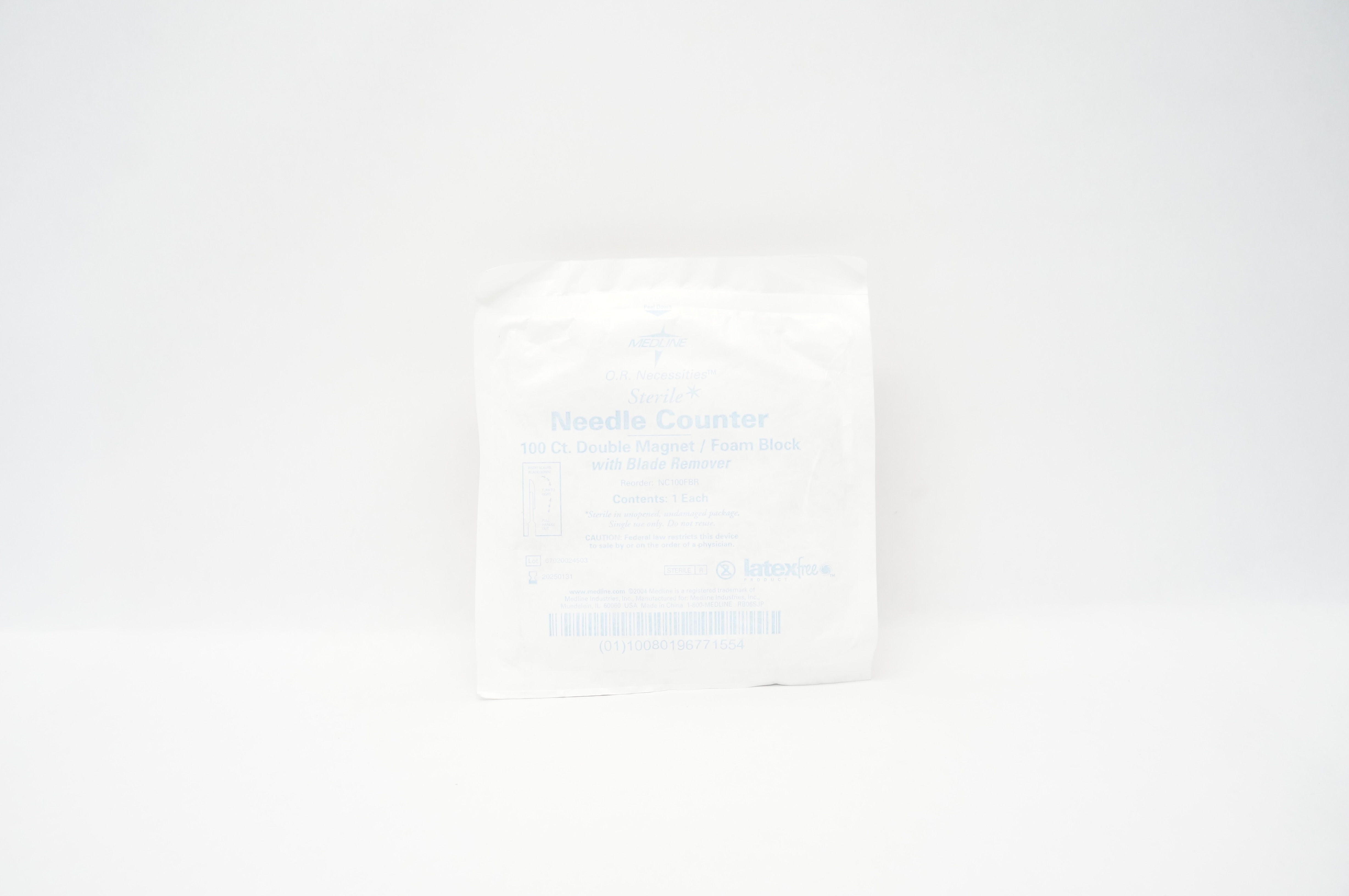 Medline NC100FBR O.R. Necessities Ndle Counter 100 Ct. Double Magnet/Foam Block