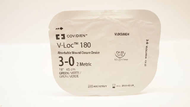 Covidien VLOCL0824 3-0 Wound Closure Device, CV-23, 1/2c 17mm Taper, 18inch (x)