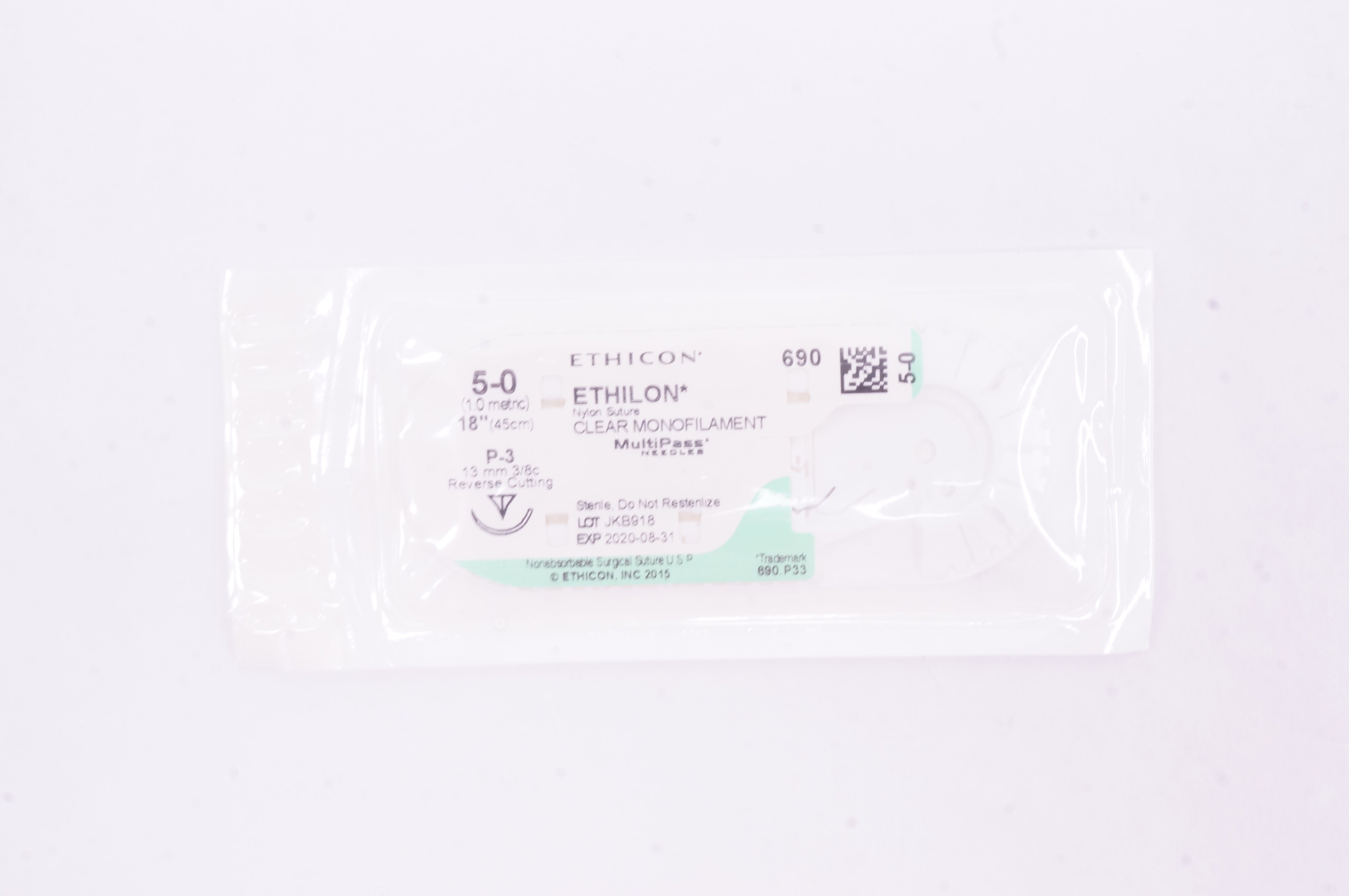 Ethicon 690 5-0 ETHILON, Nylon Stre, P-3 13mm 3/8c Reverse Cutting, 18inch (x)