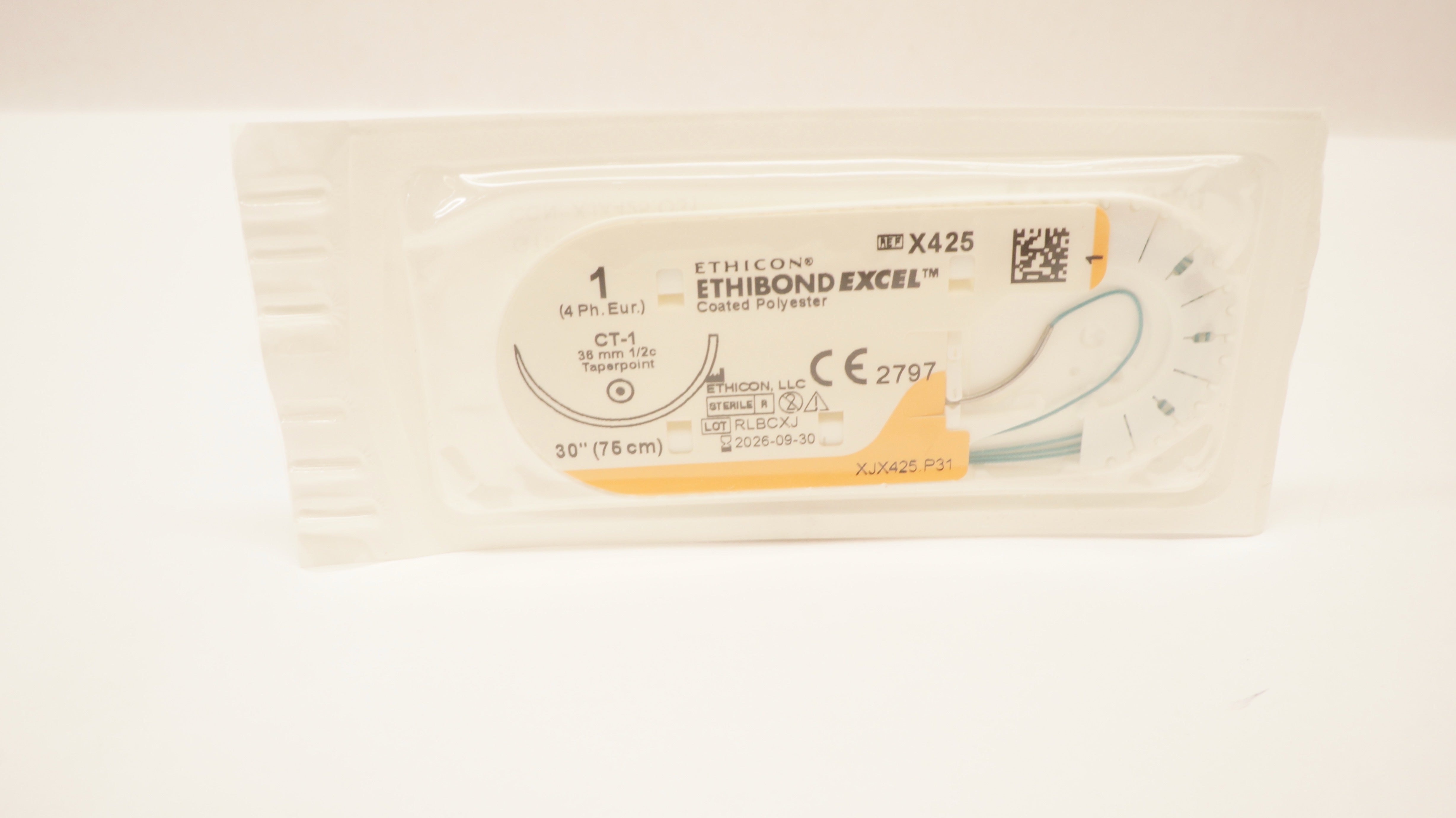 Ethicon X425 1 Ethibond Exel Green Braided Stre CT-1 36mm 1/2c Taperpoint 30inch