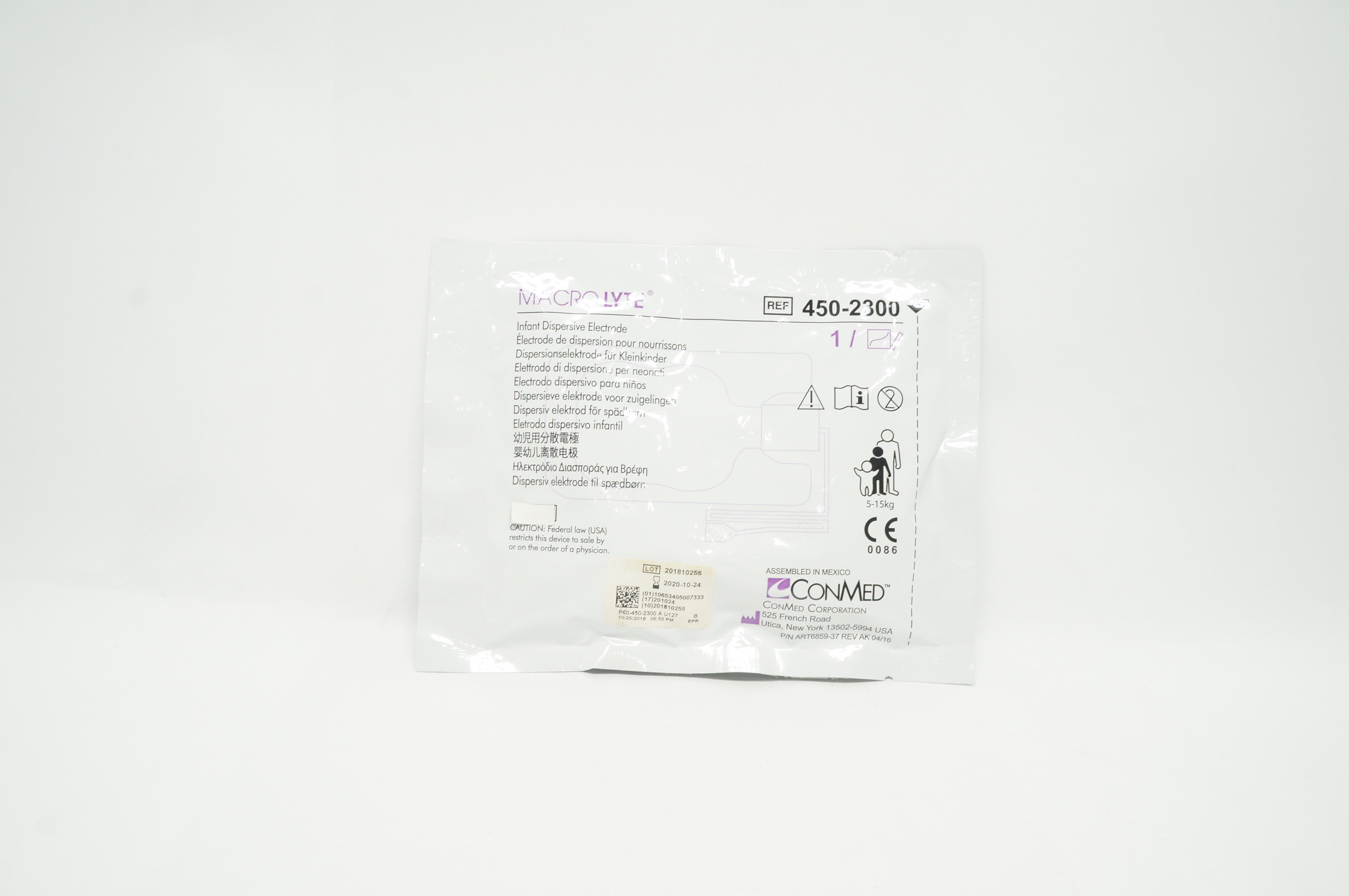 ConMed 450-2300 Macrolyte Infant Dispersive Electrode 5-15kg (x)