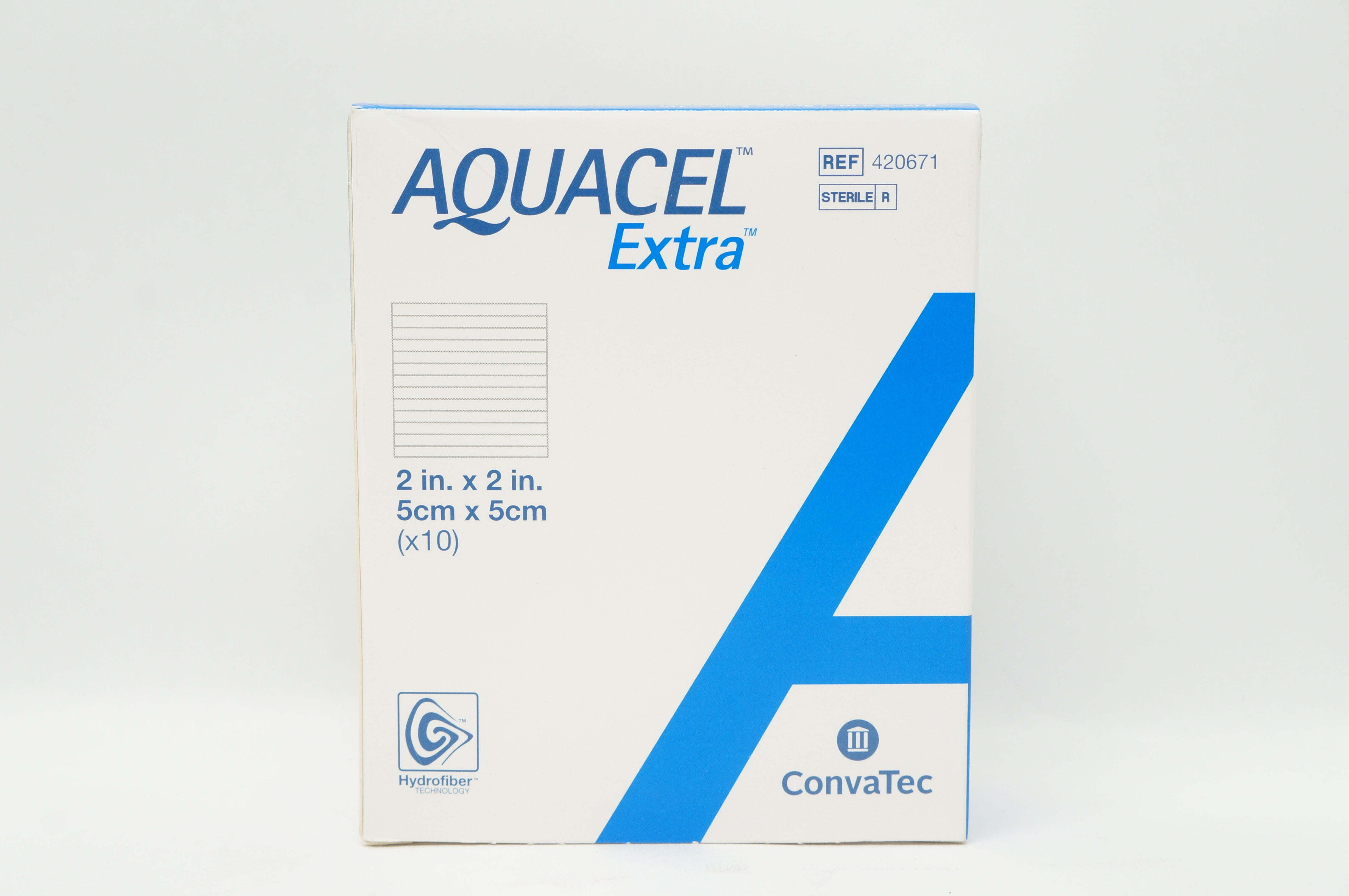ConvaTec 420671 Aquacel Extra Hydrofiber Dressing 2inch x 2inch - Box of 10