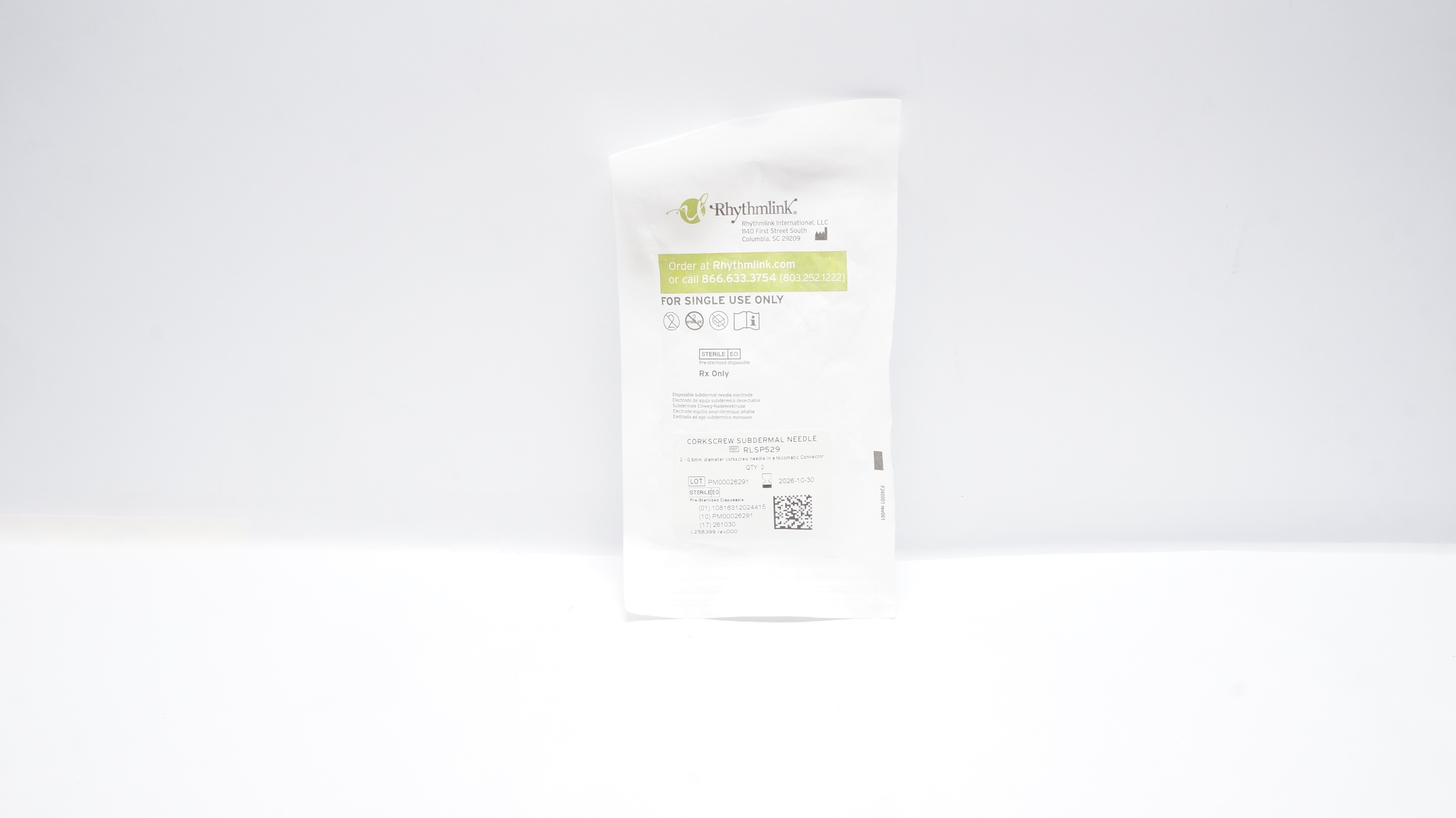 Rhythmlink RLSP529 Corkscrew Subdermal Ndle 0.6mm - Pack of 2