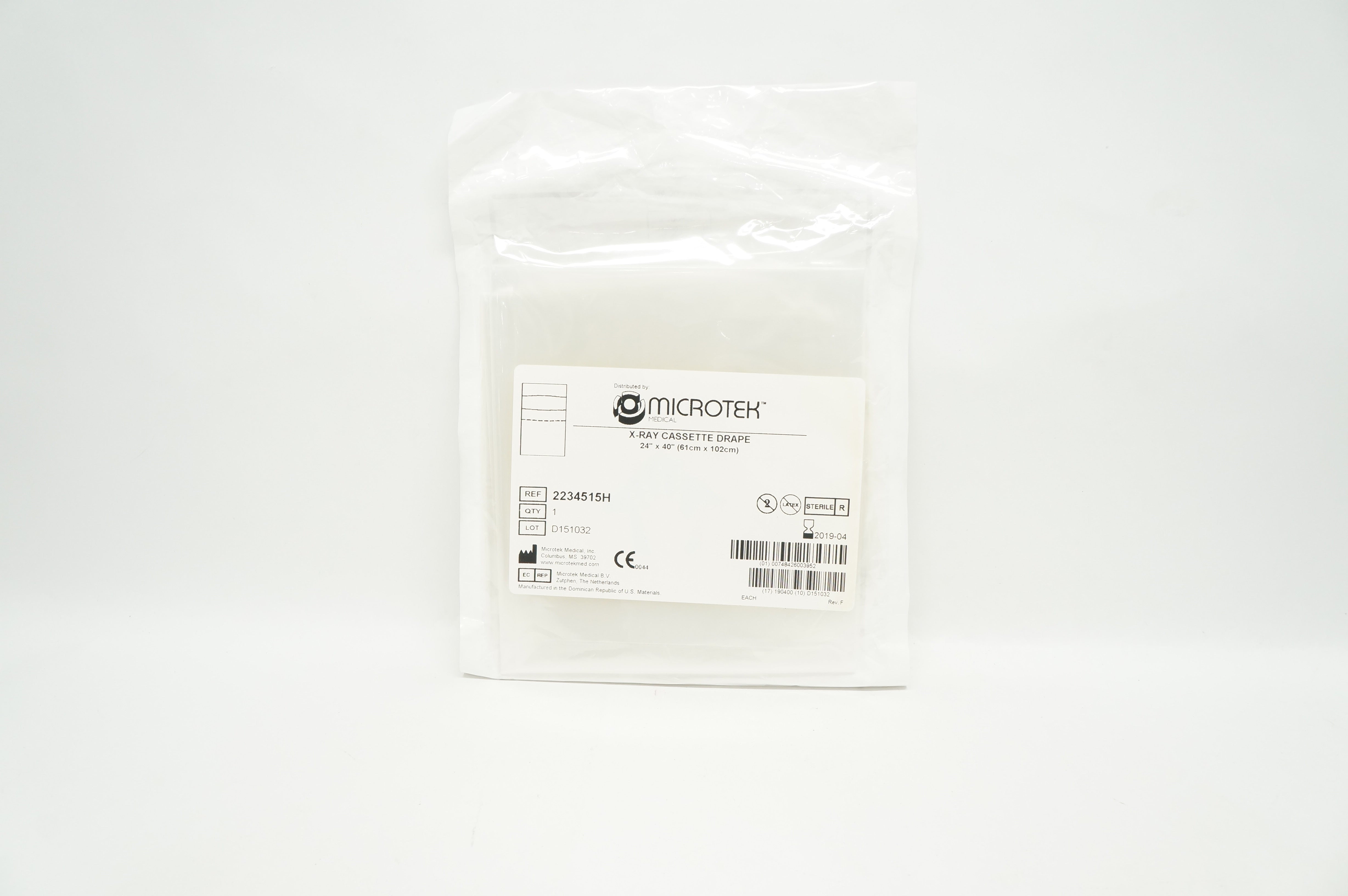 Microtek 2234515H X-Ray Cassette Drape 24 inch x 40 inch (x)