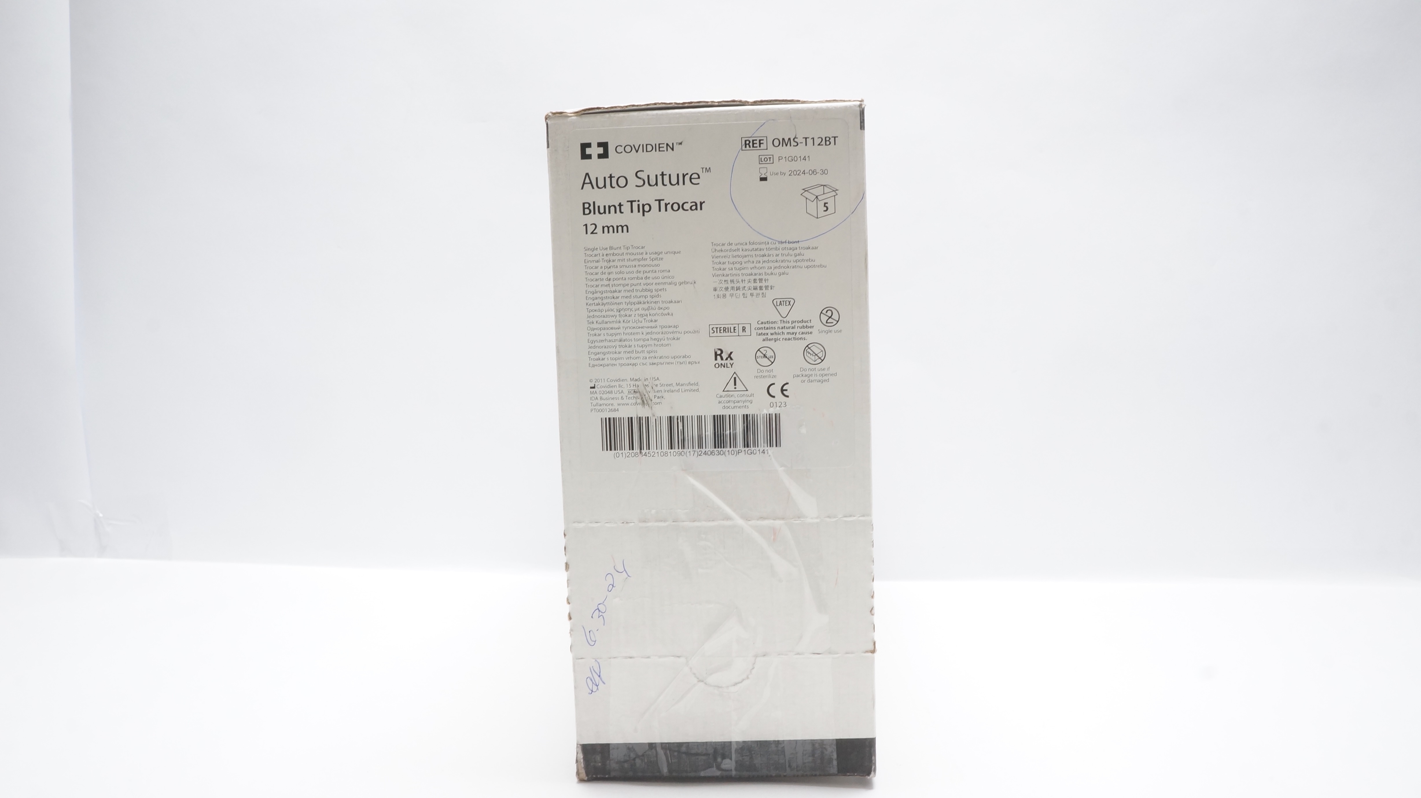 Covidien OMS-T12BT Auto Suture Blunt Tip Trocar 12mm (x) - Box of 5