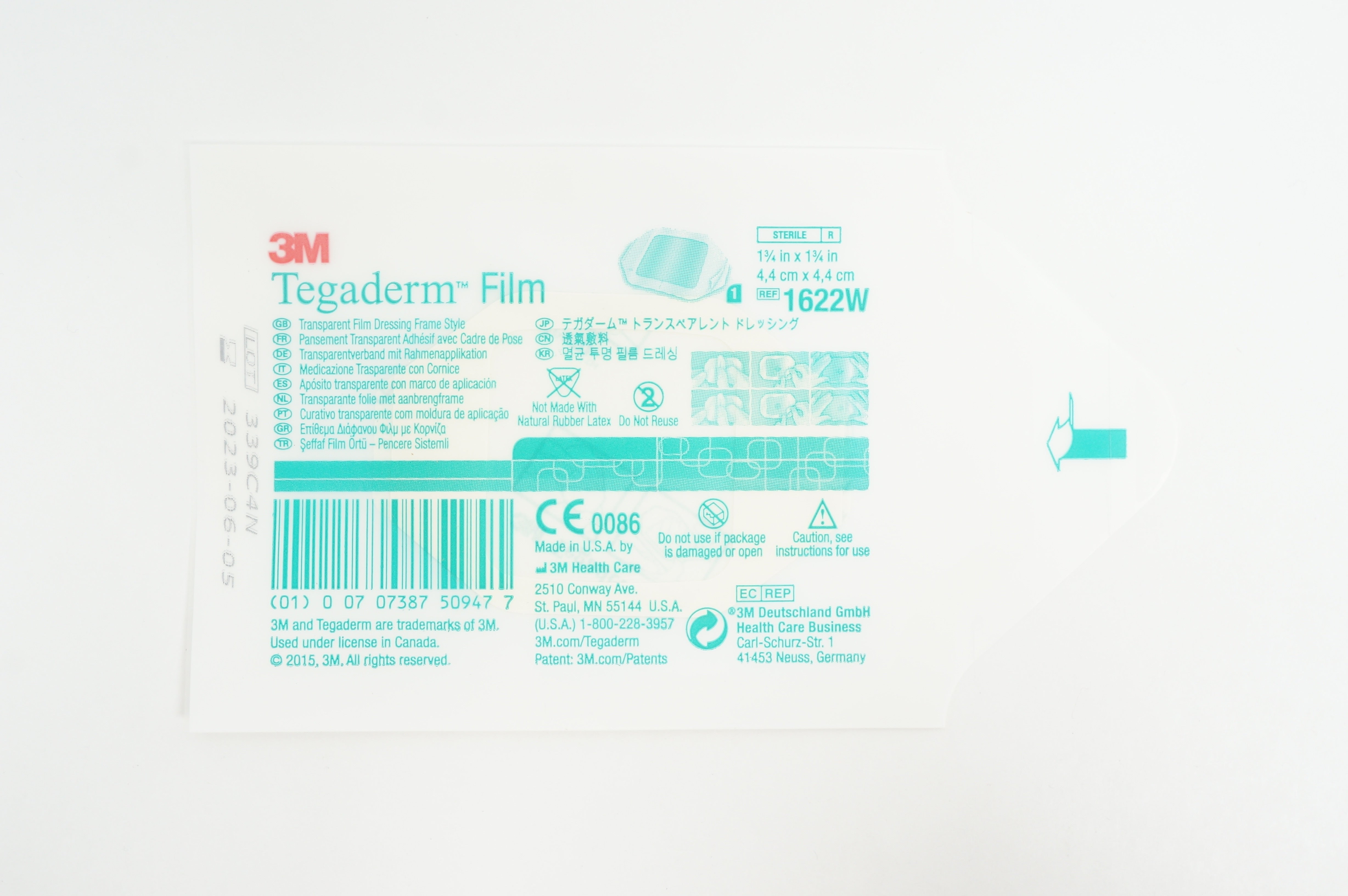 3M 1622W Tegaderm Transparent Film Dressing Frame Style  1-3/4inch x 1-3/4inch