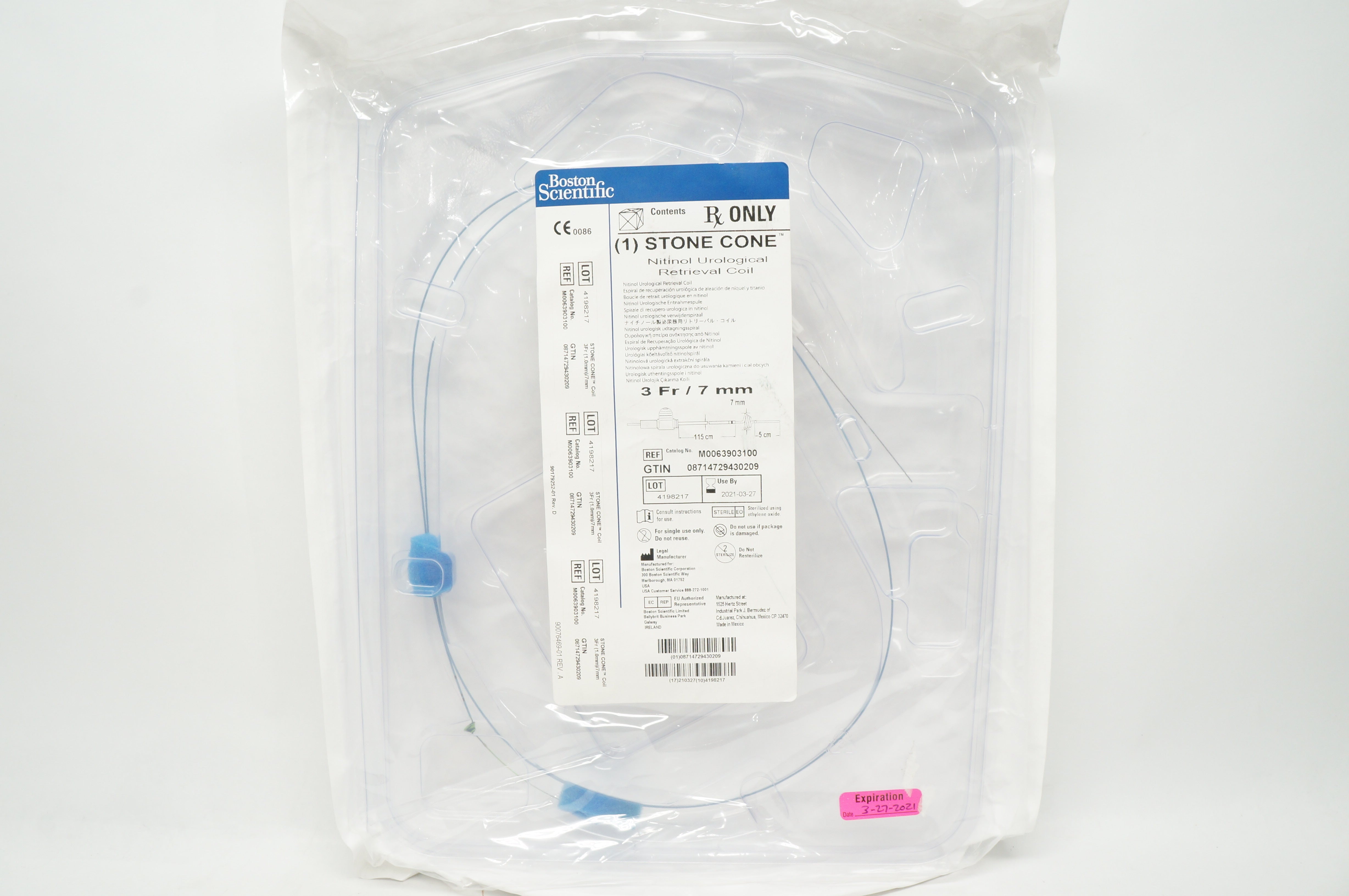Boston Scientific M0063903100 Nitinol Urological Retrieval Coil 3Fr x 7mm (x)