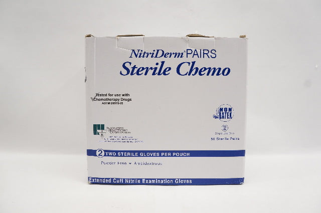 IHC 114300 NitriDerm Pairs Sterile Chemo Nitrile Examination Gloves L - Box of 50