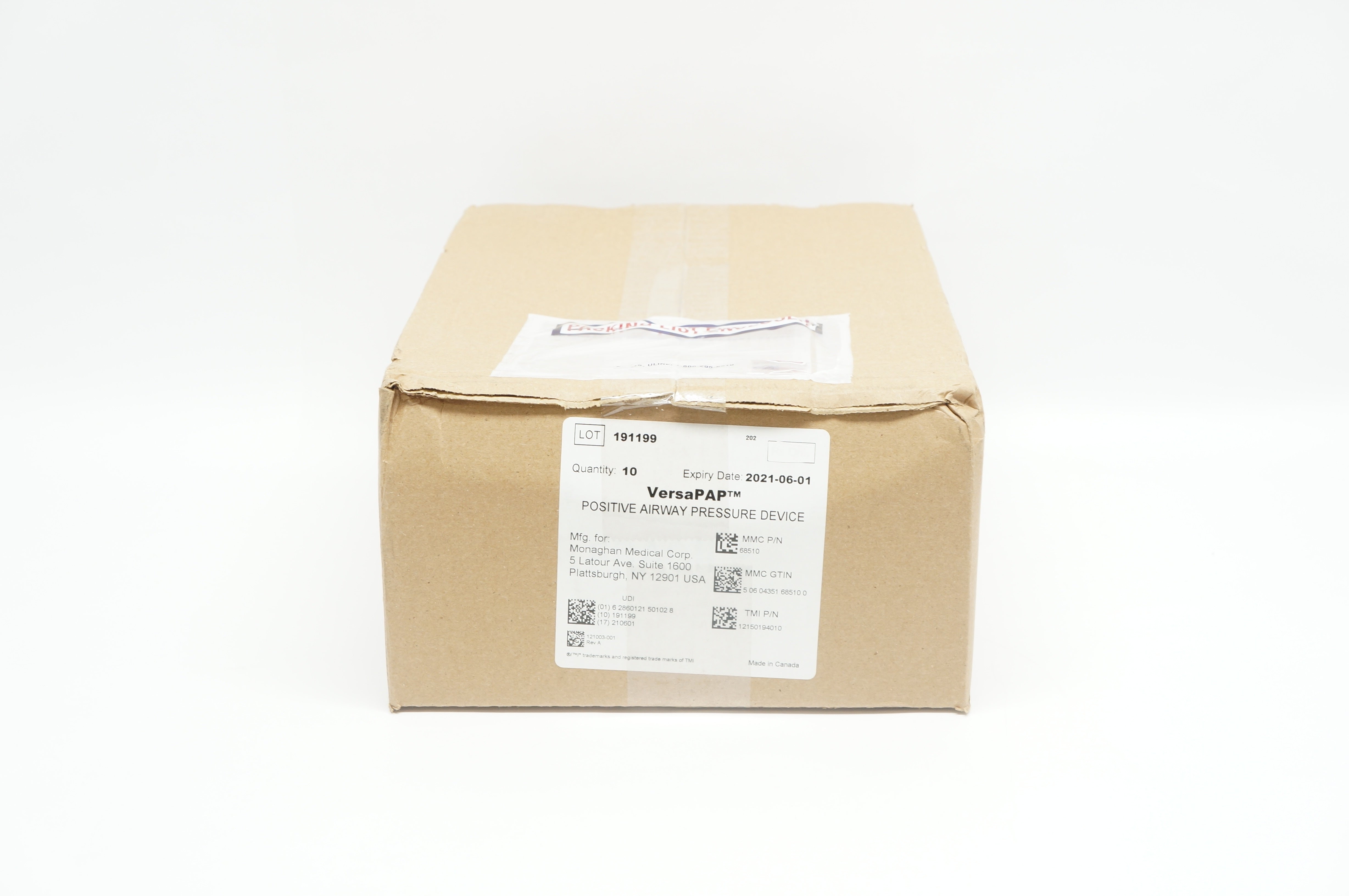 Monaghan Medical VersaPAP Positive Airway Pressure Device - Case of 10