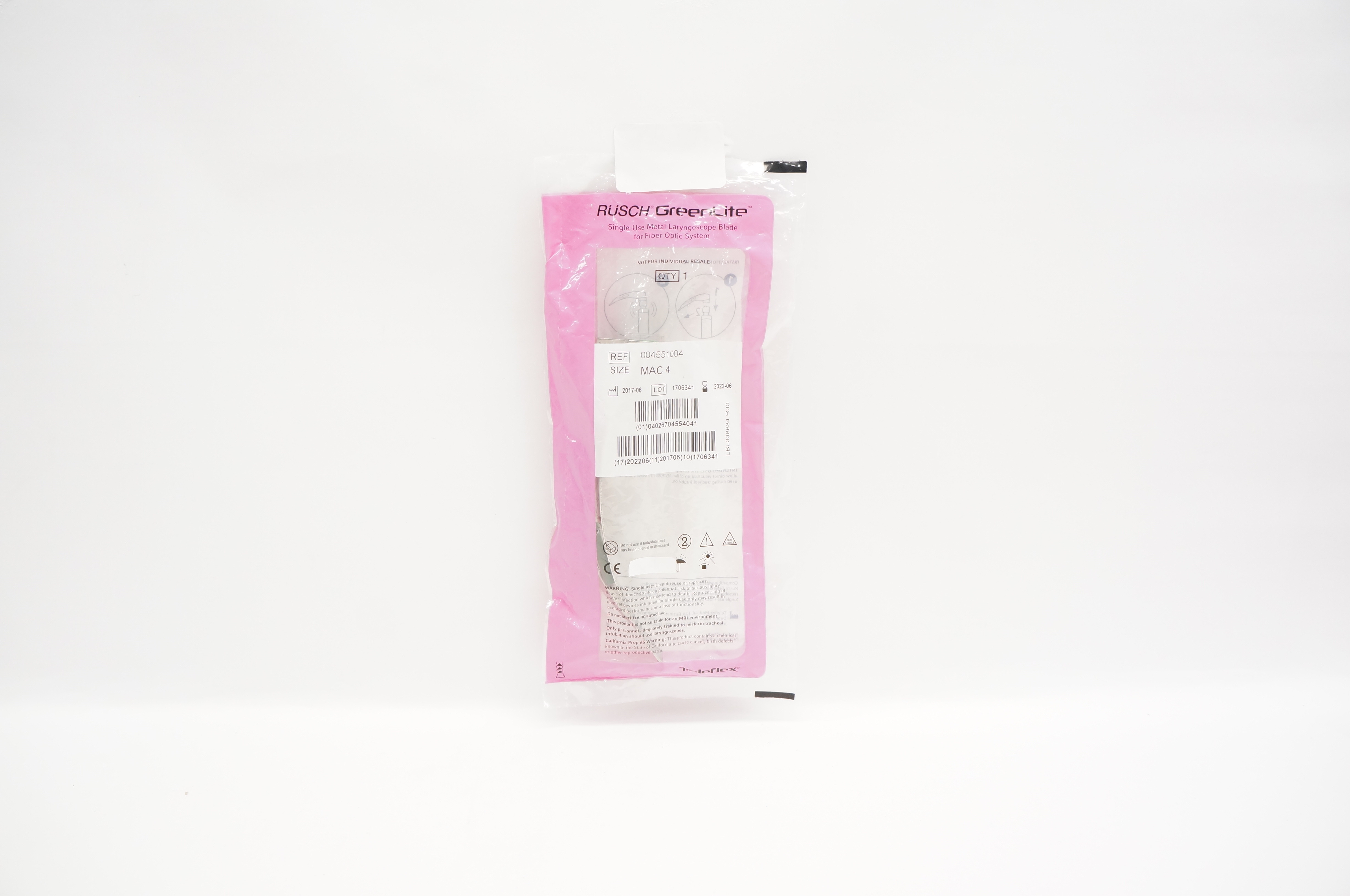 Teleflex 004551004 Rusch GreenLite Metal Laryngoscope Blade MAC 4