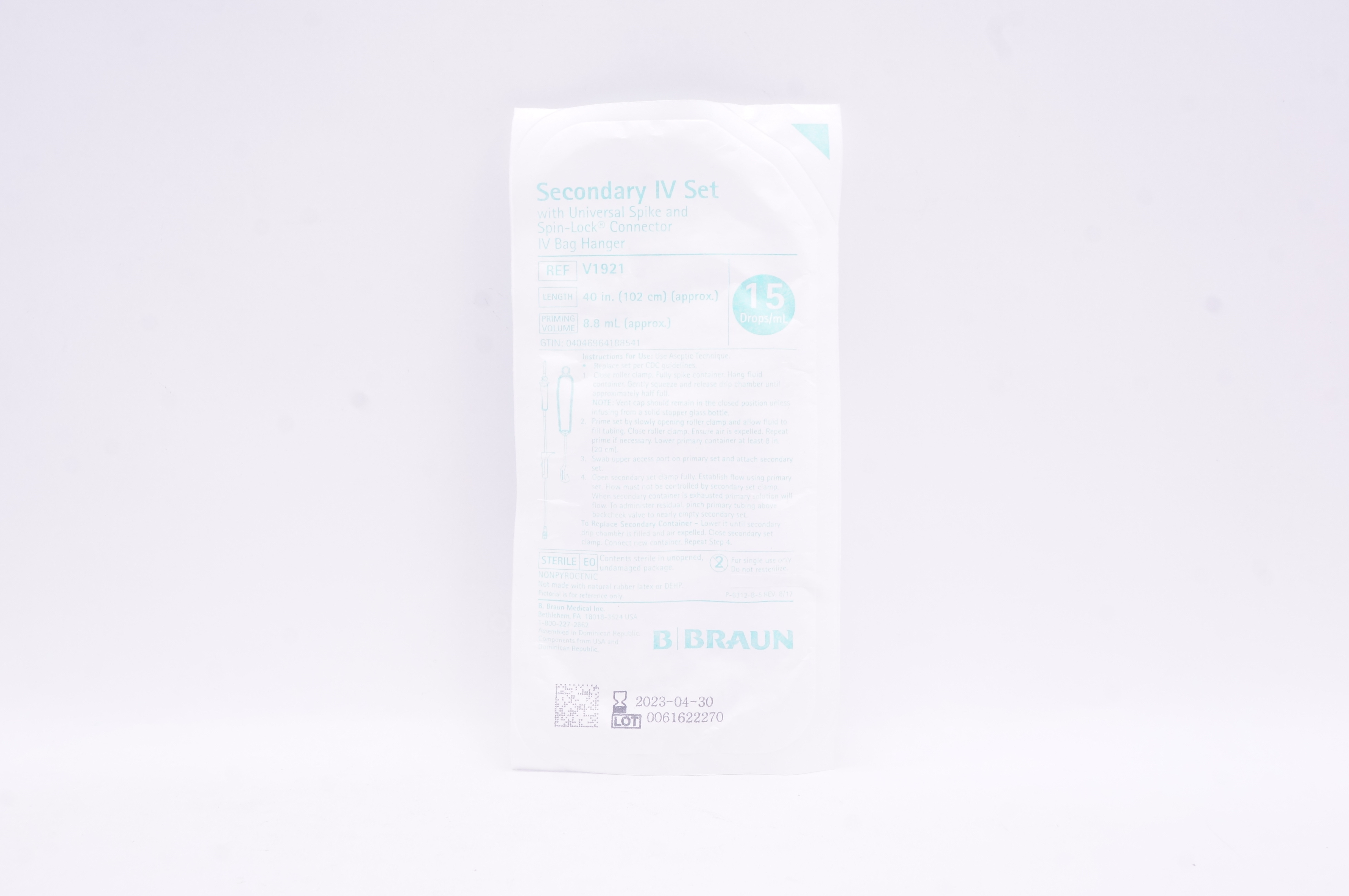 Braun V1921 Secondary IV or Transfer Set 15ml, 40inch