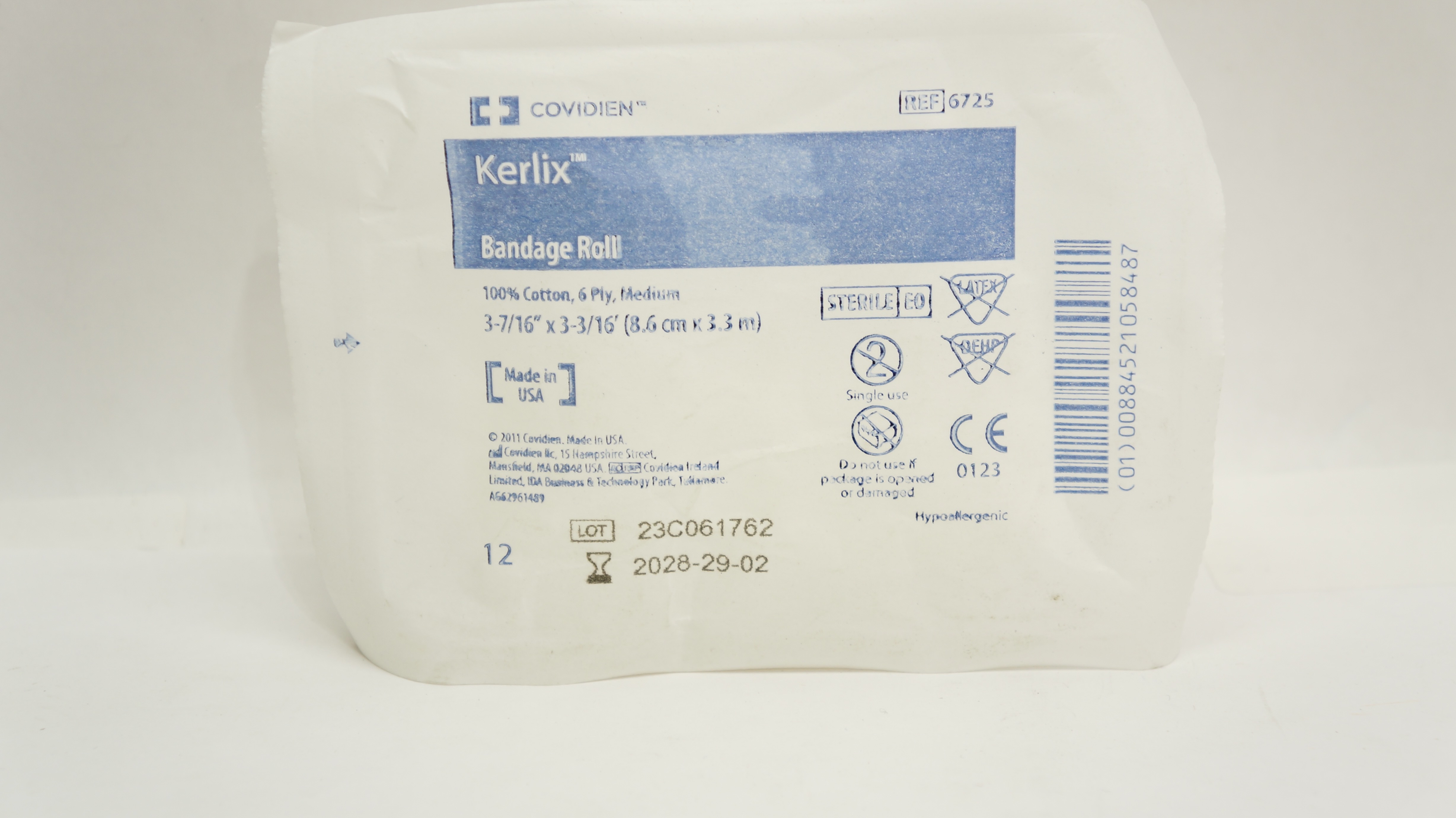 Covidien 6725 Kerlix Bandage Roll  100%Cotton 6-Ply Medium 3-7/16inch x 3-3/16Ft