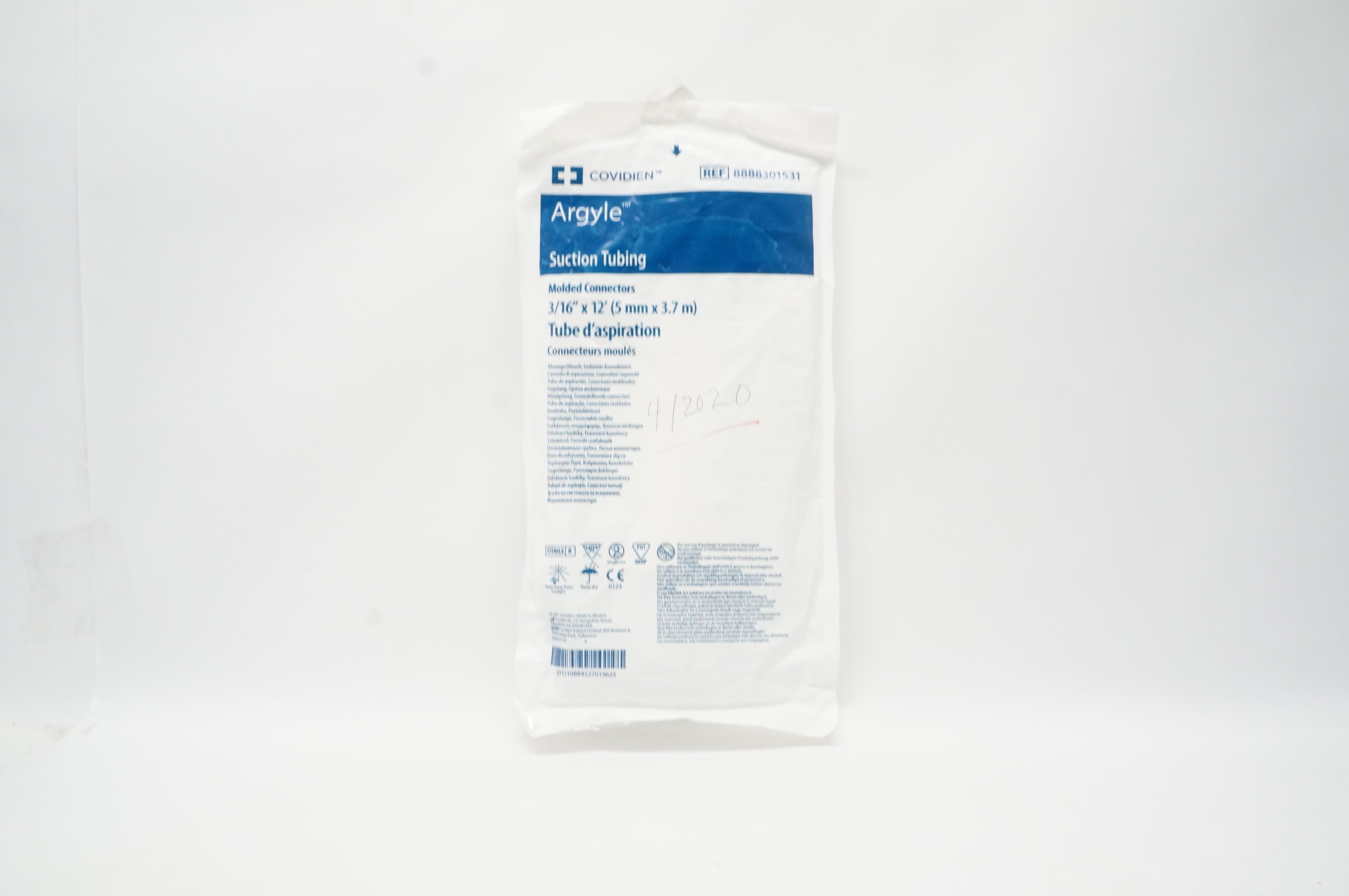 Covidien 8888301531 Argyle Suction Tubing  Molded Connectors 3/16inch x 12F. (x)