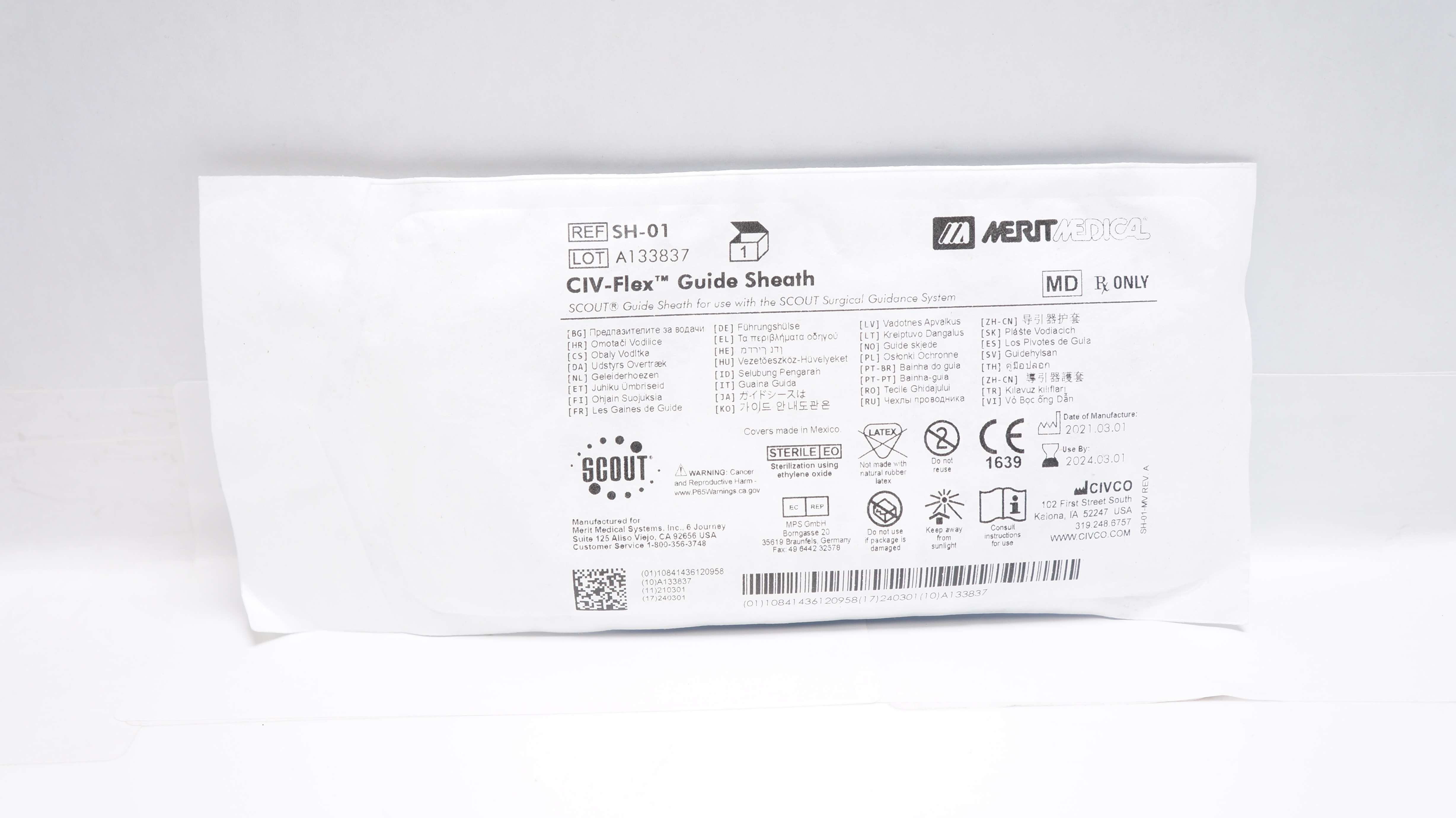 Civco SH-01 Scout  Merit Medical CIV-Flex Guide Sheath (x)